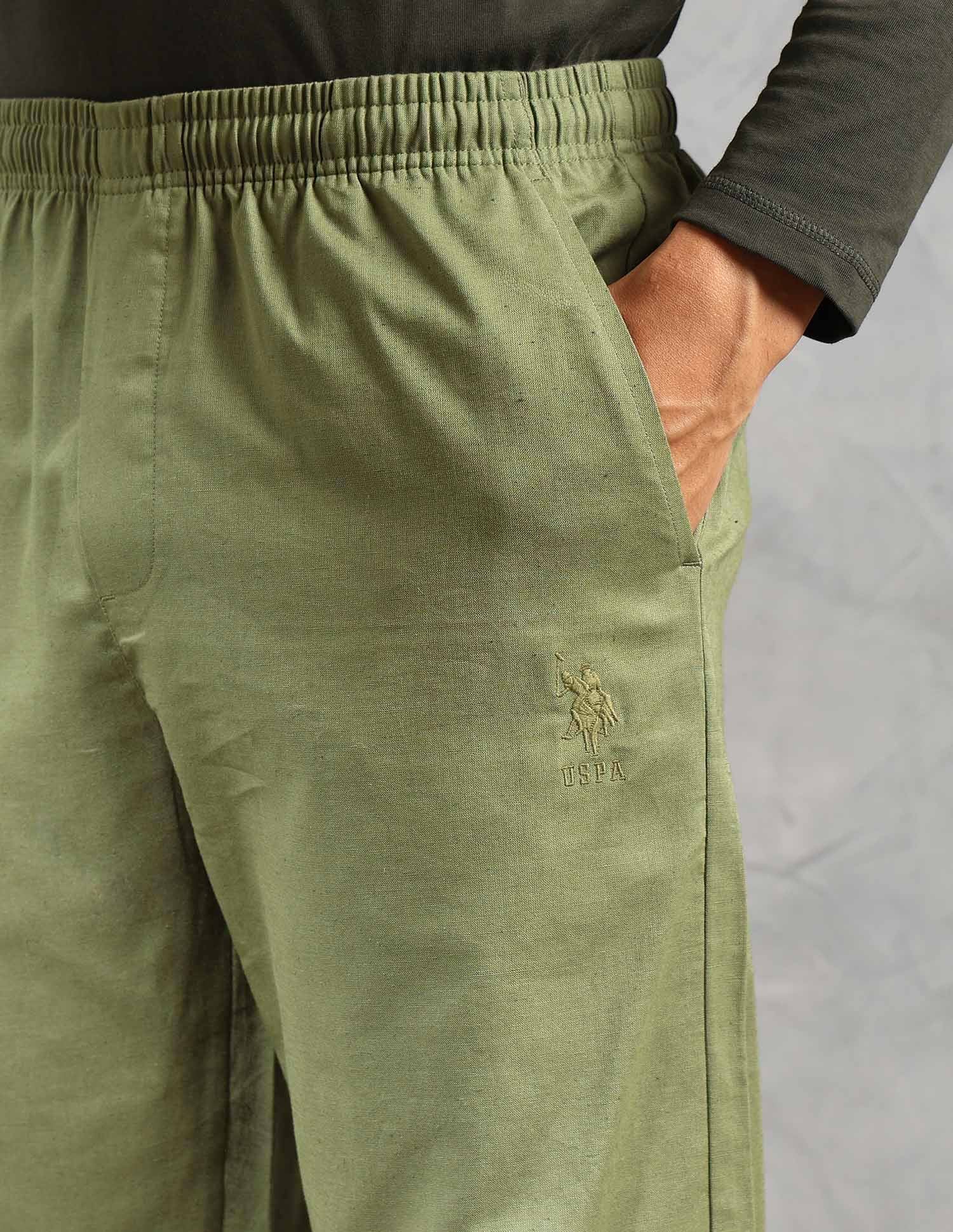 Relaxed Fit Cotton Linen OELP8 Lounge Pants - Pack Of 1 Sage - U.S. POLO ASSN. | Large