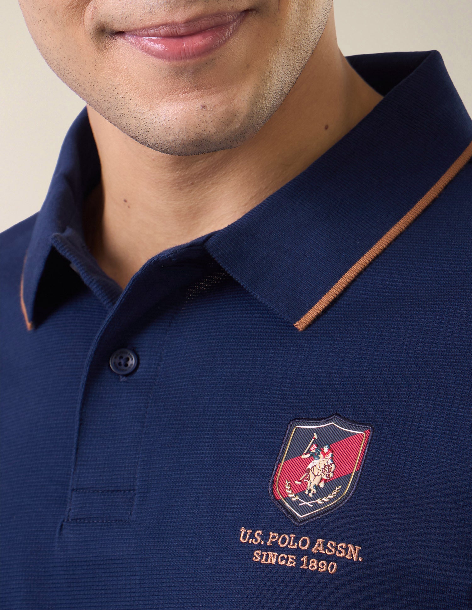 Solid Slim Fit Polo Shirt Blue - U.S. Polo Assn. India | Large