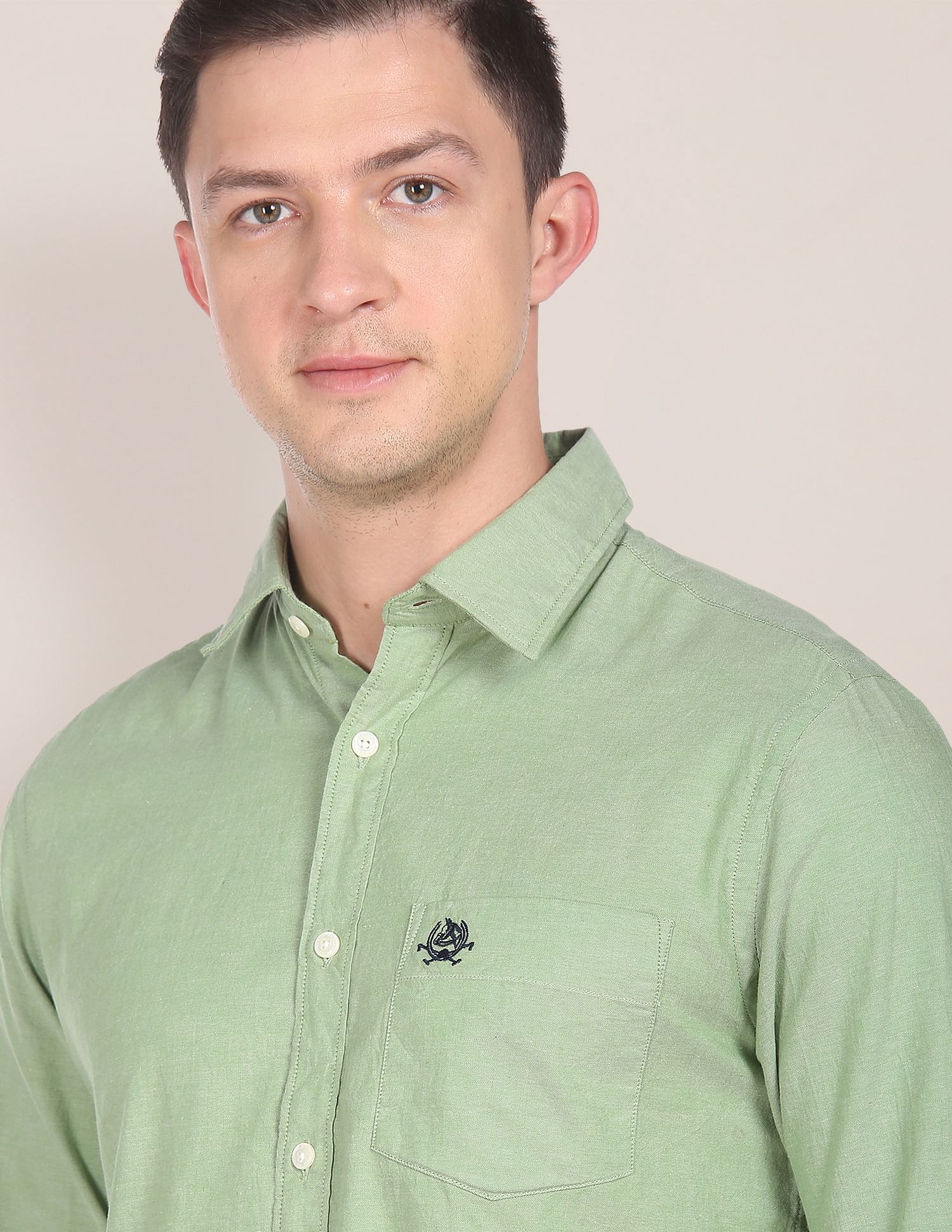 Tailored Regular Fit Solid Casual Shirt Green - U.S. POLO ASSN. | Large