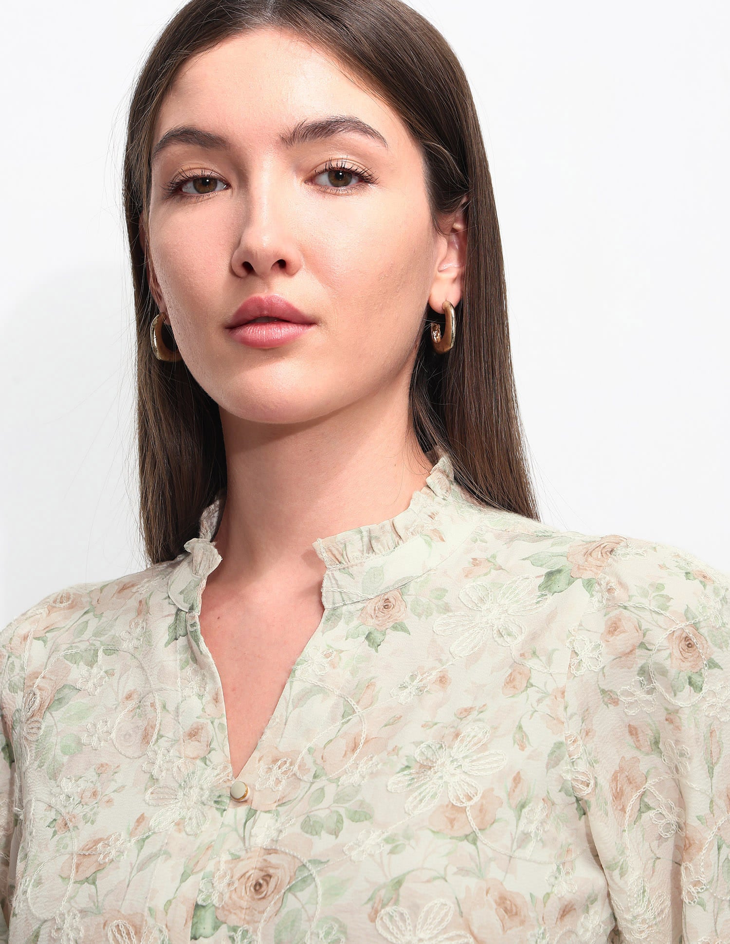 Relaxed Fit Floral Printed Top Beige - U.S. Polo Assn. India | Large