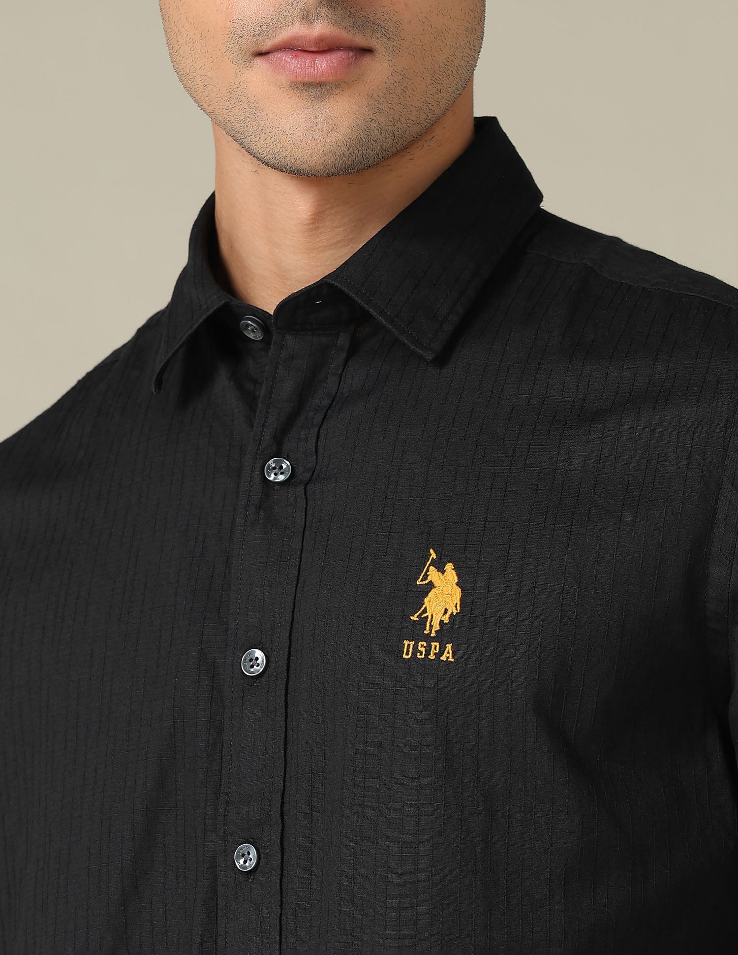 Regular Fit Textured Shirt Black - U.S. POLO ASSN. | Large
