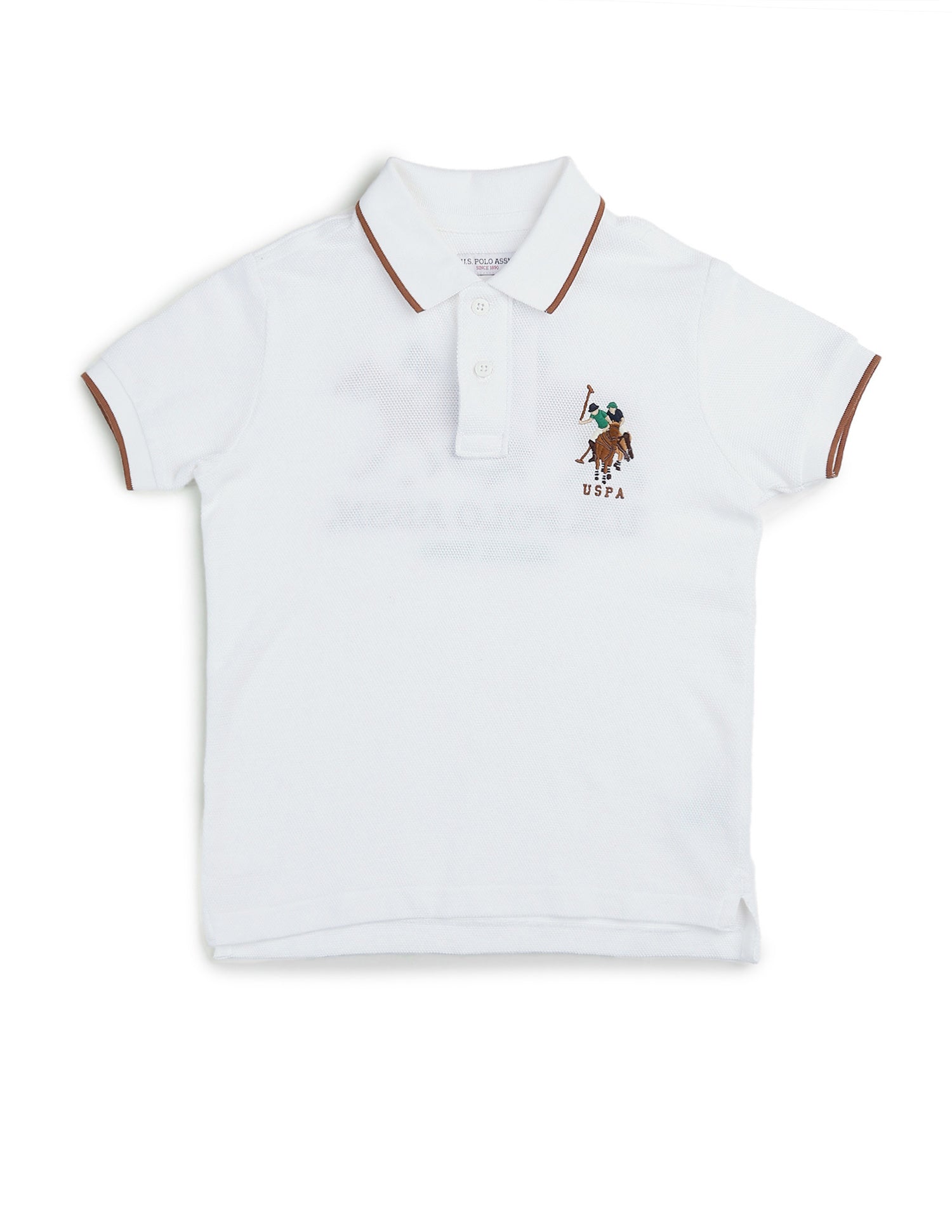 Boys Graphic Brand Embroidered Regular Fit Polo Shirt White - U.S. POLO ASSN. | Large