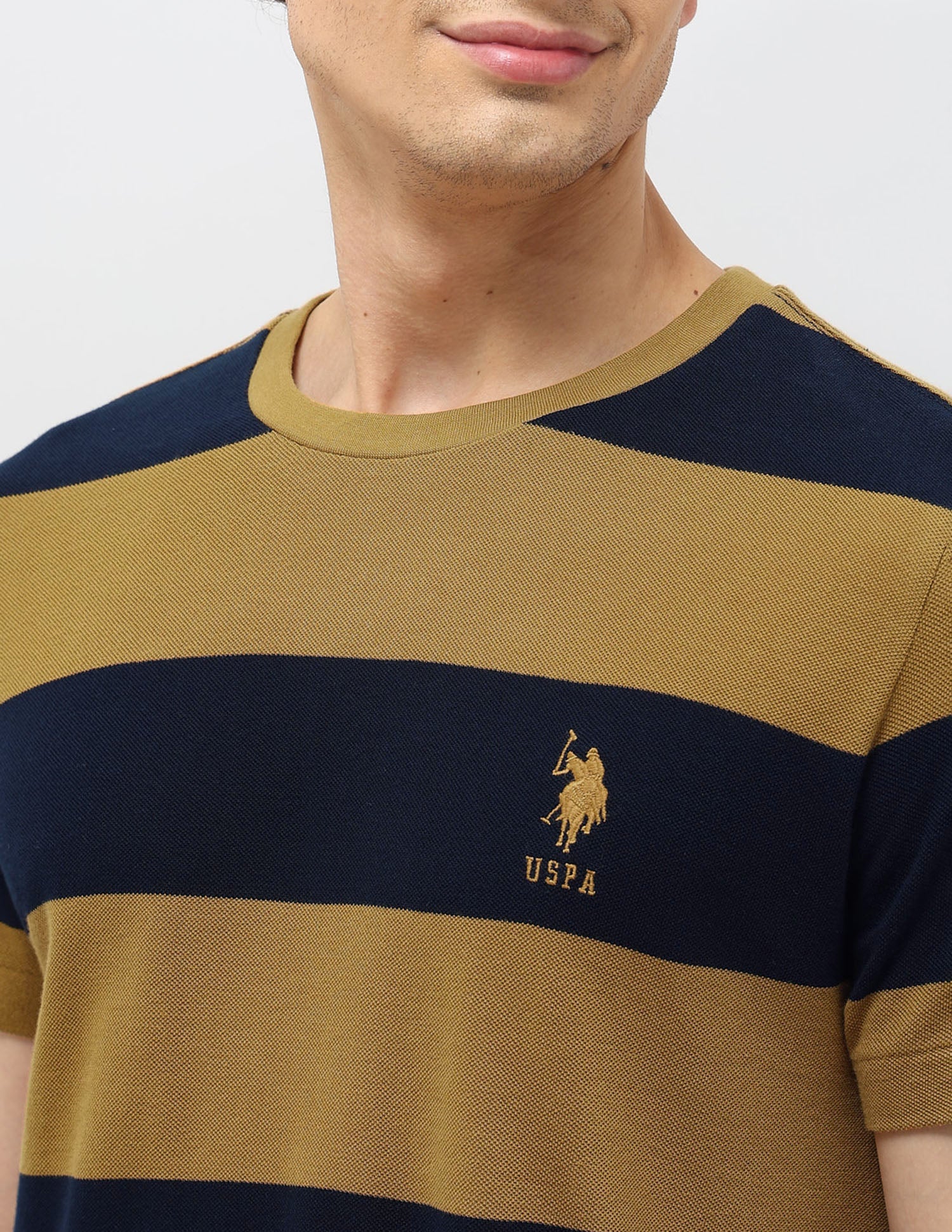 Horizontal Striped Slim Fit T-shirt Mustard - U.S. POLO ASSN. | Large