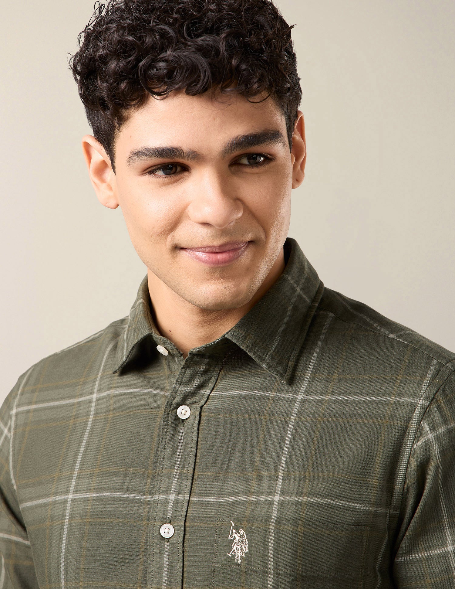 Grid Tattersall Checked Regular Fit Shirt Olive - U.S. Polo Assn. India | Large