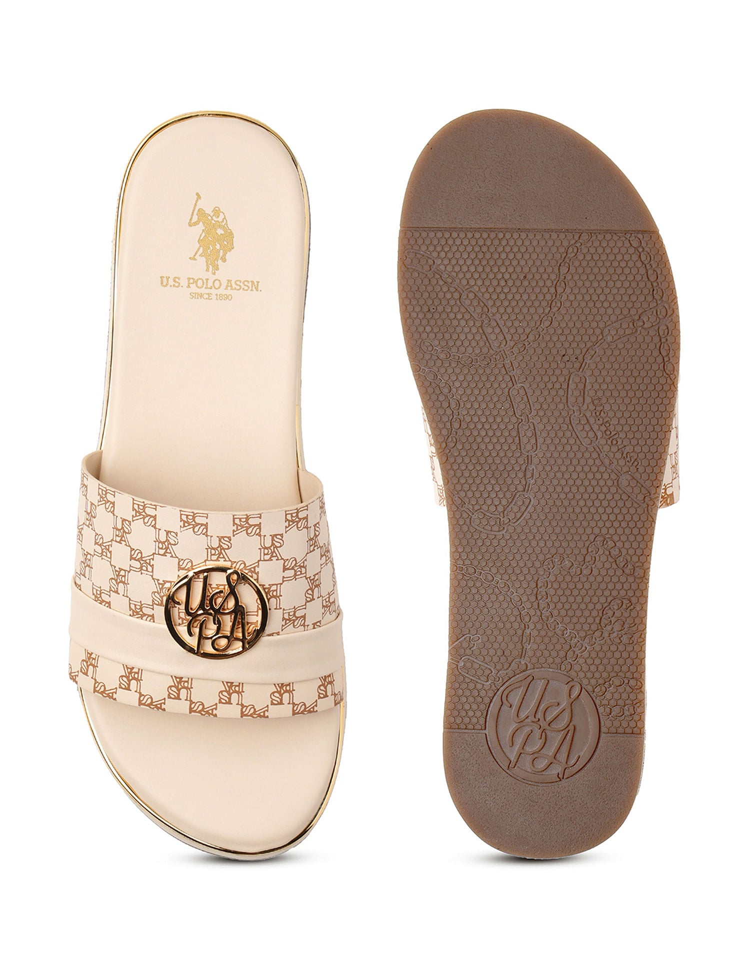 Women Amilia Flat Sandals Beige - U.S. POLO ASSN. | Large