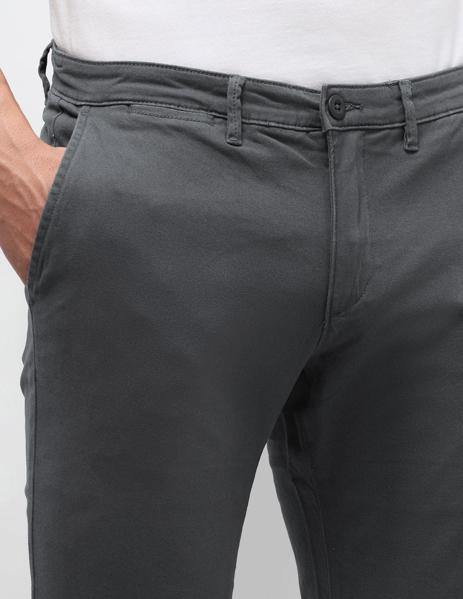 Slim Tapered Fit Twill Trousers Dark Grey - U.S. Polo Assn. India | Large