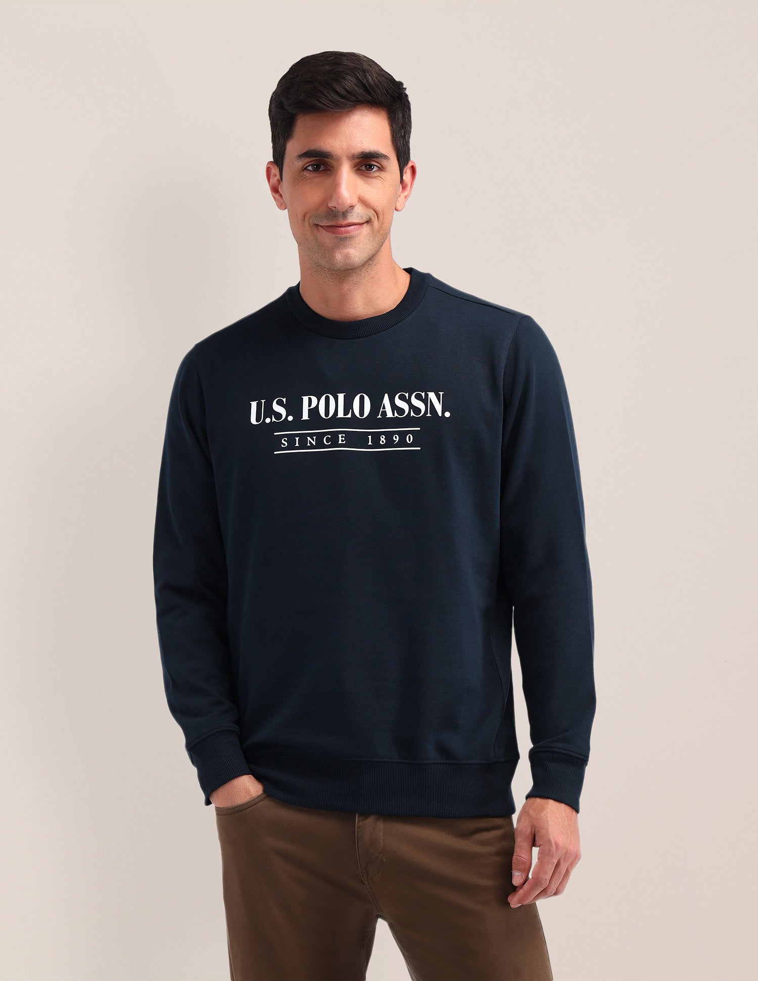 Brand Printed Regular Fit Sweatshirt Navy - U.S. POLO ASSN. | Large