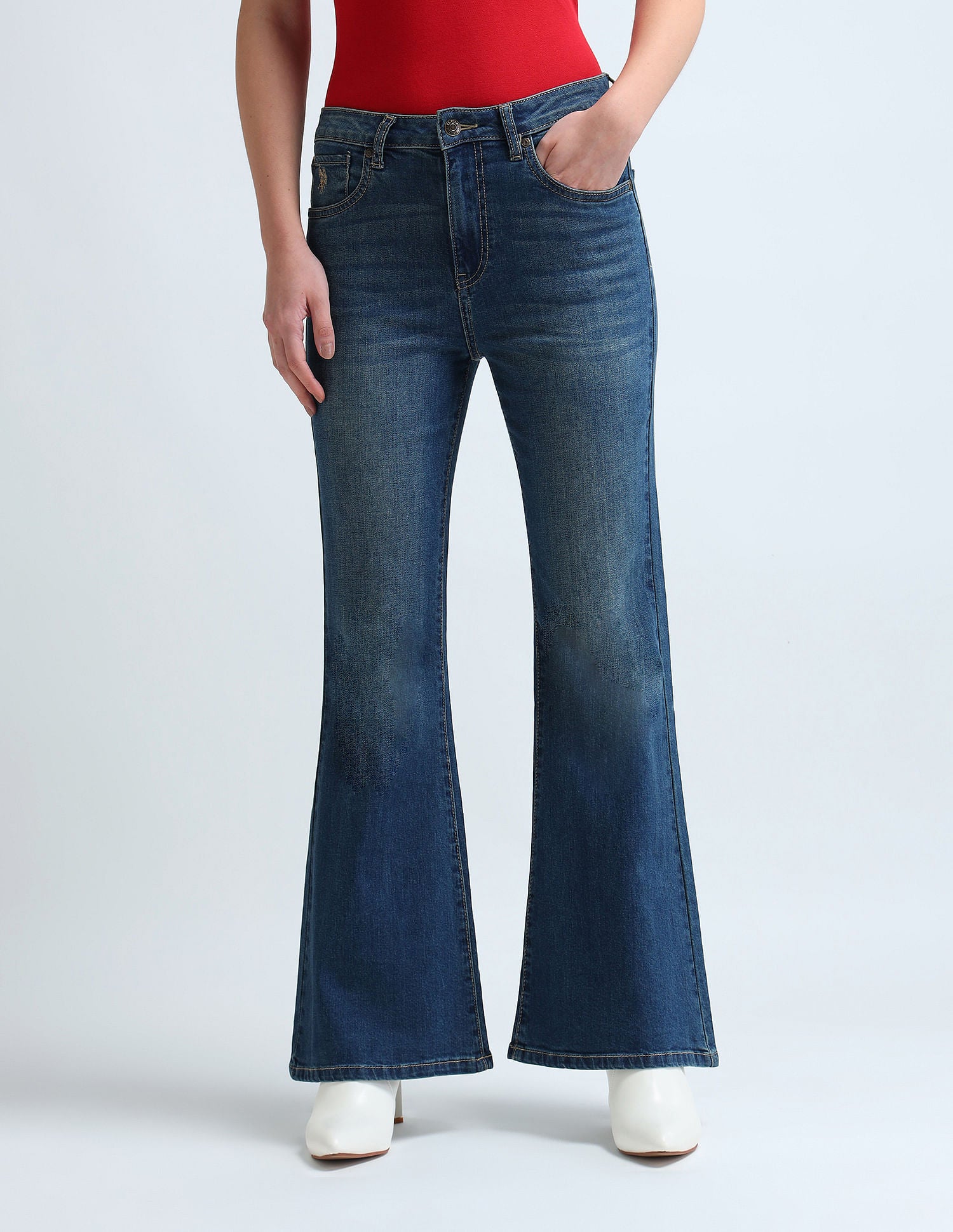 Floor Flared Fit Blue Jeans Blue - U.S. POLO ASSN. | Large