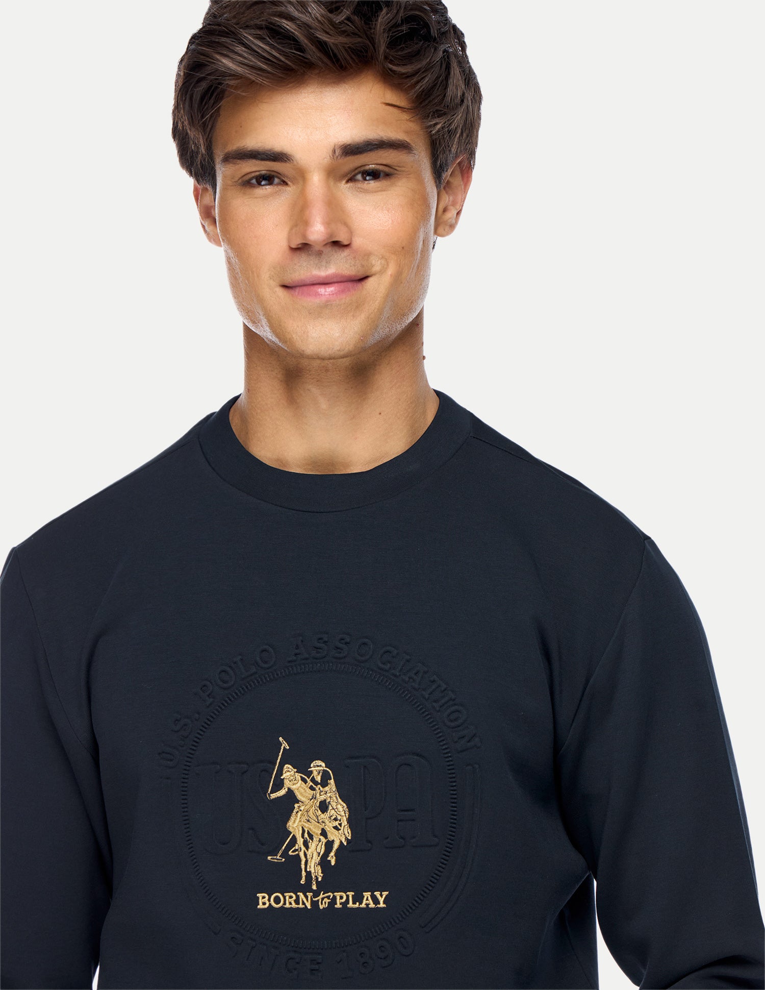 Brand Embossed Slim Fit Sweatshirt Navy - U.S. Polo Assn. India | Large