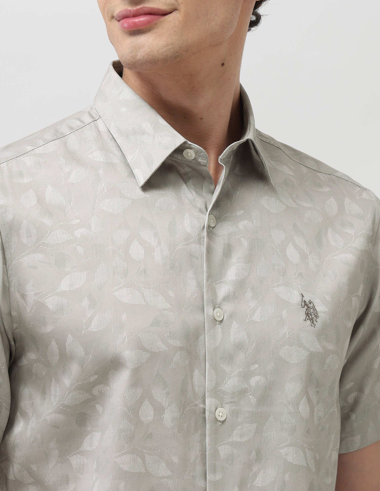 Tailored Fit Satin Shirt Beige - U.S. POLO ASSN. | Large