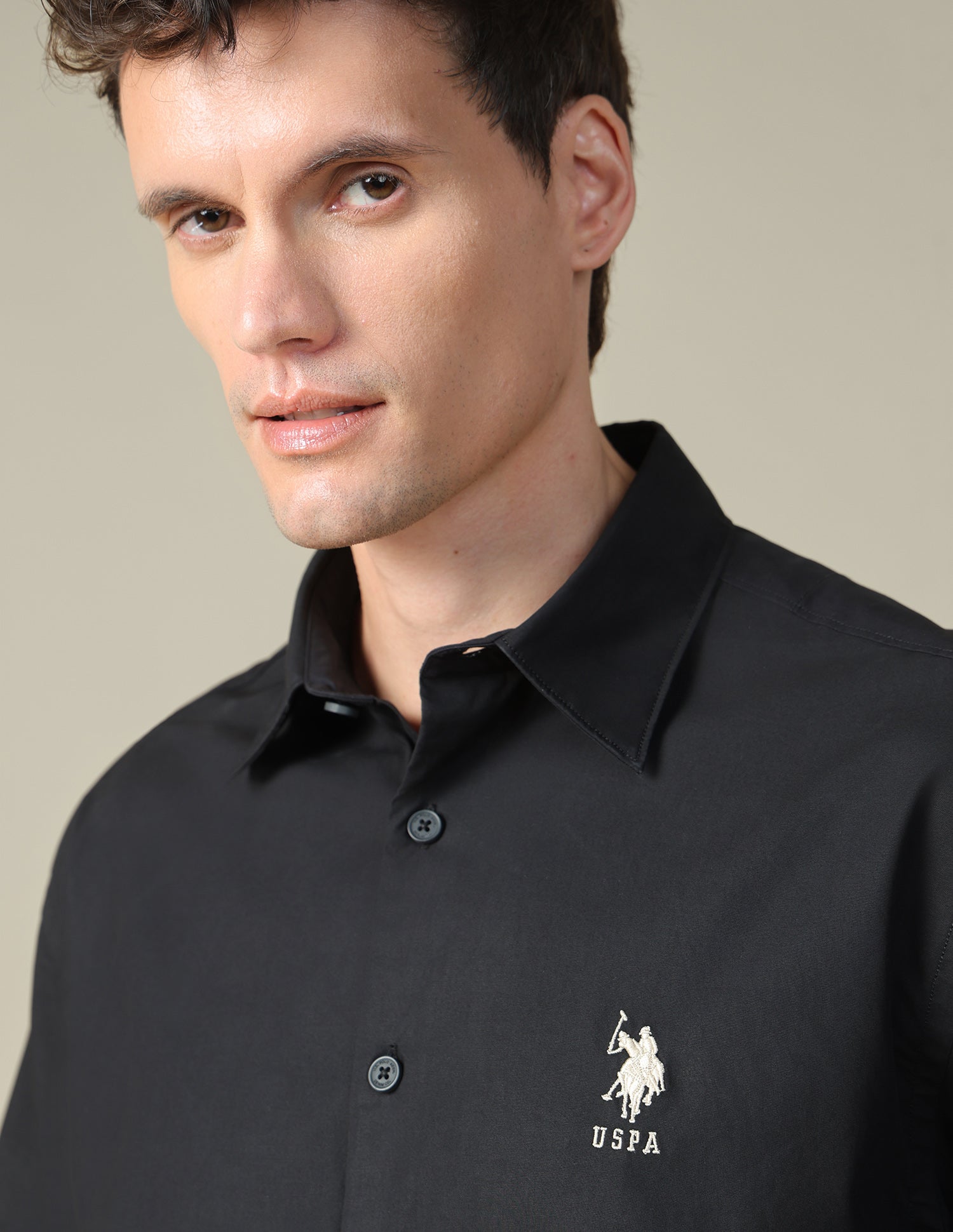 Graphic Brand Embroidered Twill Shirt Dark Grey - U.S. Polo Assn. India | Large