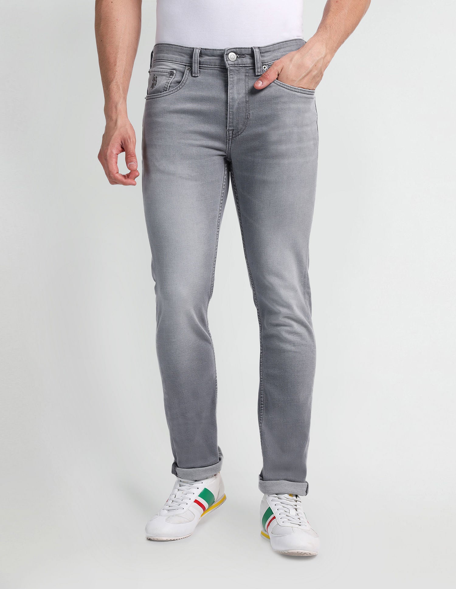 Regallo Skinny Fit Grey Jeans Grey - U.S. Polo Assn. India | Large