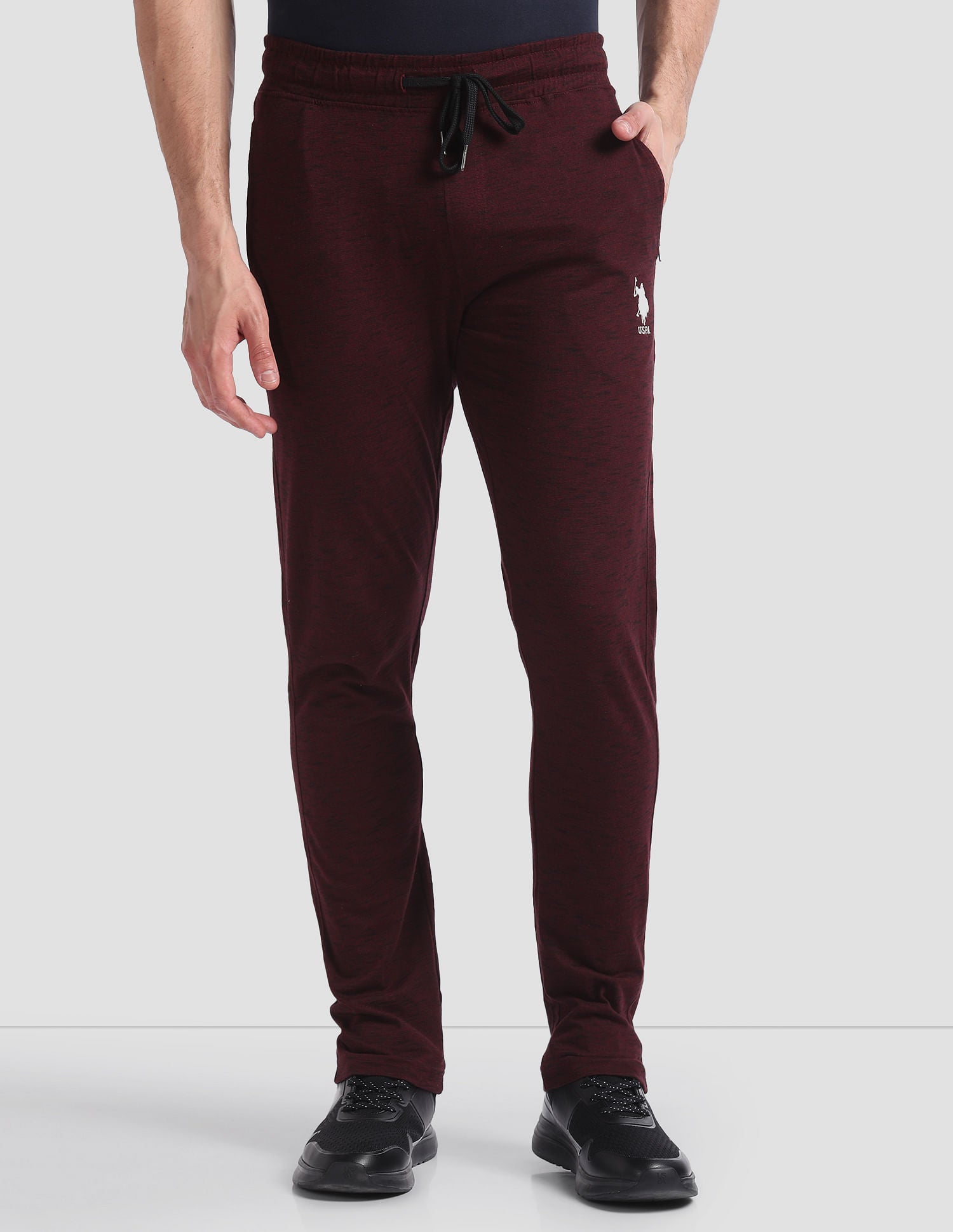 Comfort Fit Cotton Polyester I672 Lounge Track Pants - Pack Of 1 Wine - U.S. POLO ASSN. | Large