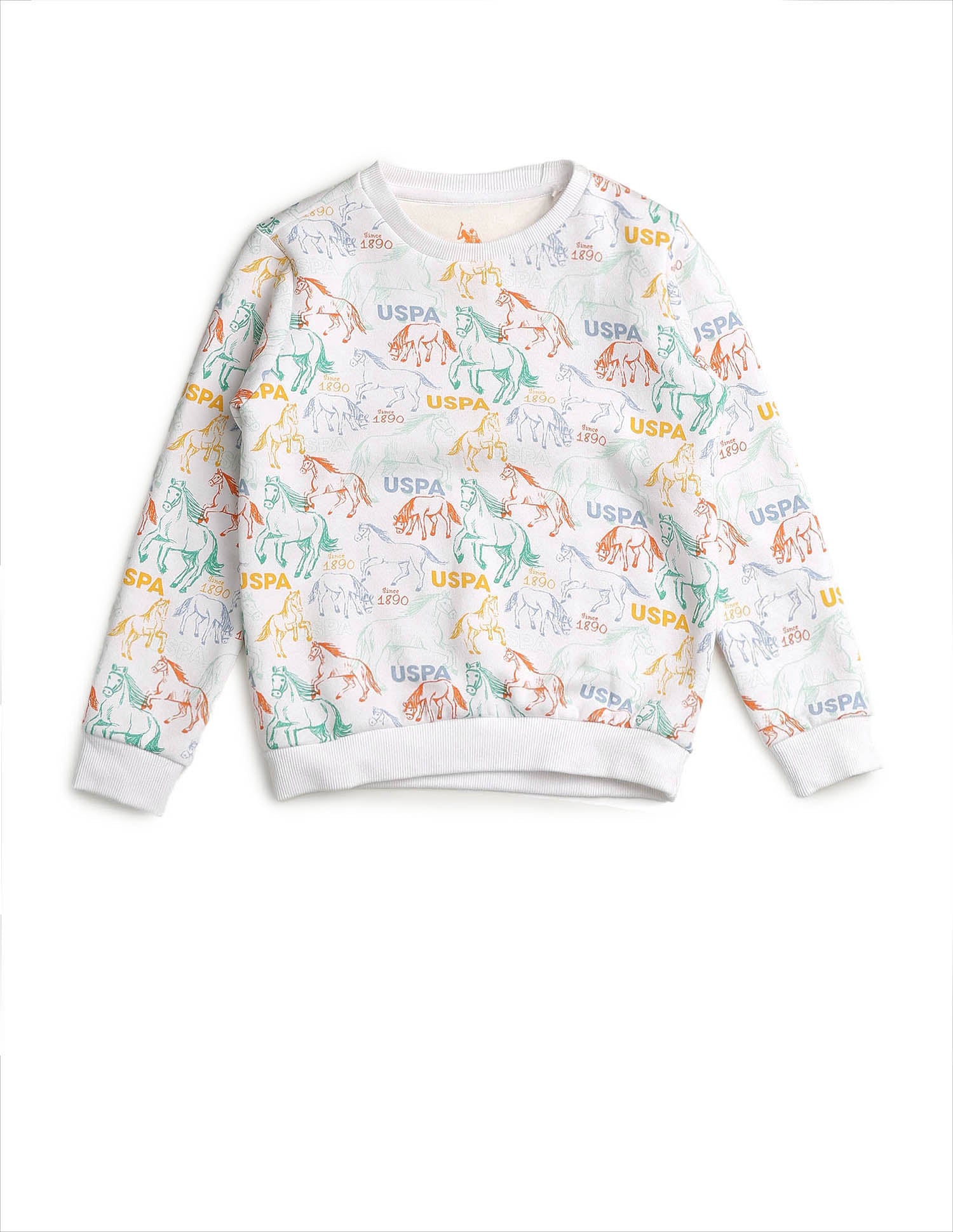 Boys Graphic Brand Printed Regular Fit Sweatshirt White - U.S. POLO ASSN. | Large