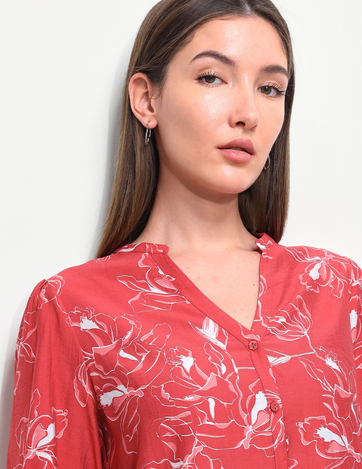 Floral Printed Relaxed Fit Top Red - U.S. Polo Assn. India | Large