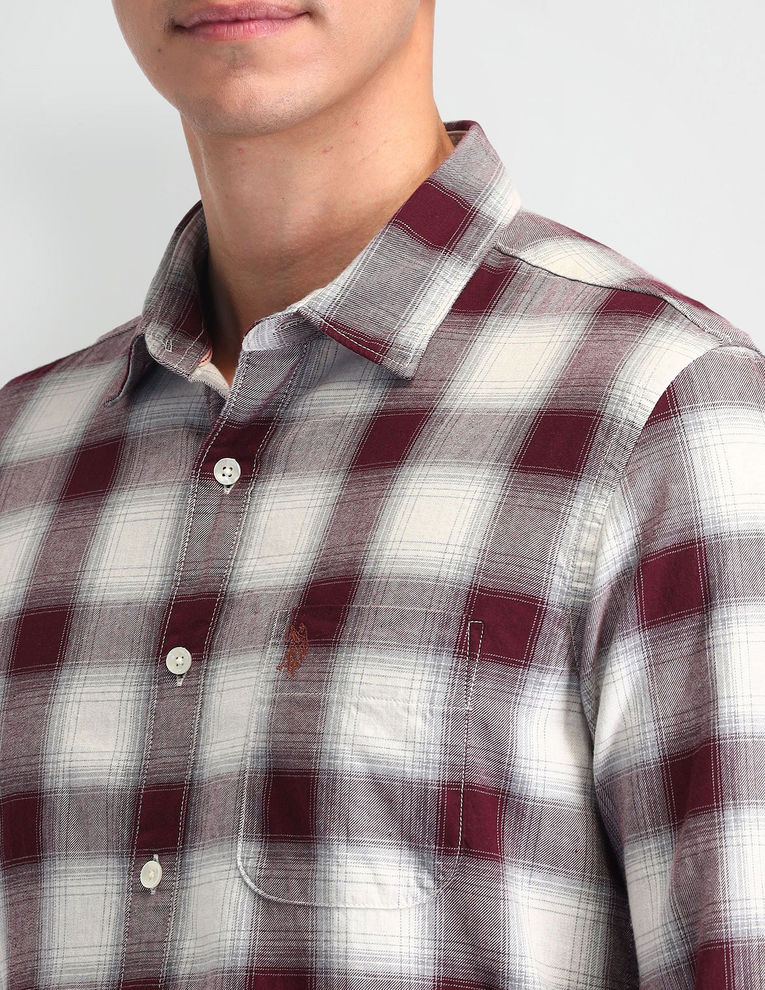 Tartan Check Regular Fit Shirt Maroon - U.S. Polo Assn. India | Large