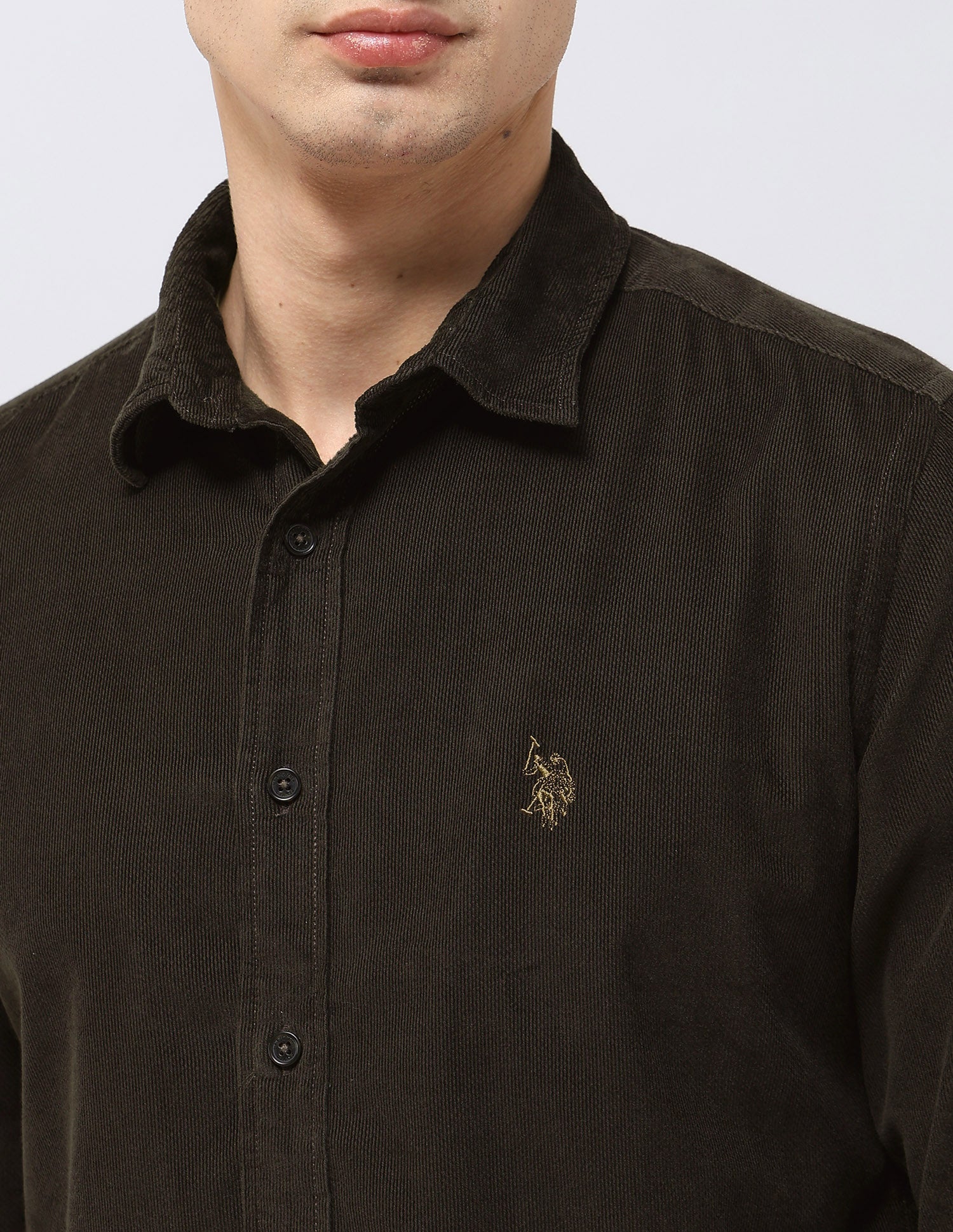 Corduroy Regular Fit Shirt Dark Brown - U.S. POLO ASSN. | Large