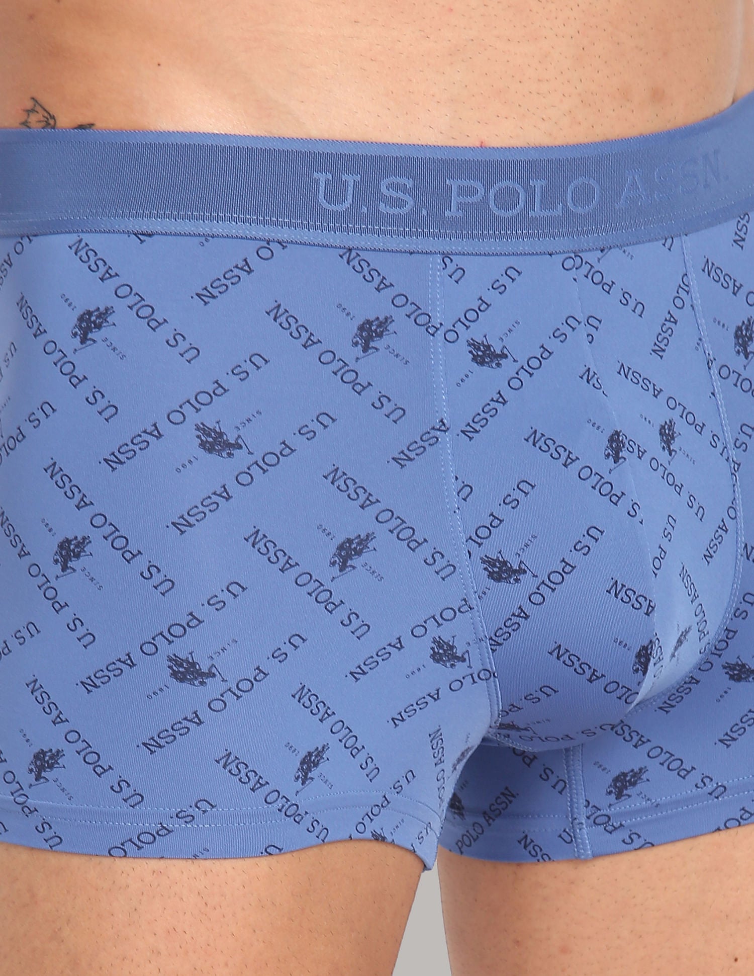 Nylon Stretch Printed AT002 Active Trunks - Pack Of 1 Dark Blue - U.S. POLO ASSN. | Large