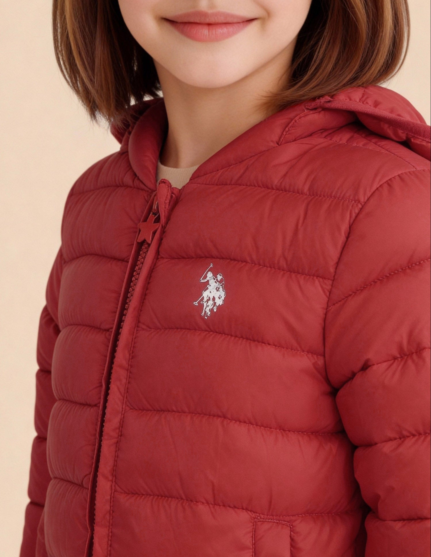 Girls Solid Regular Fit Packable Jacket Red - U.S. Polo Assn. India | Large