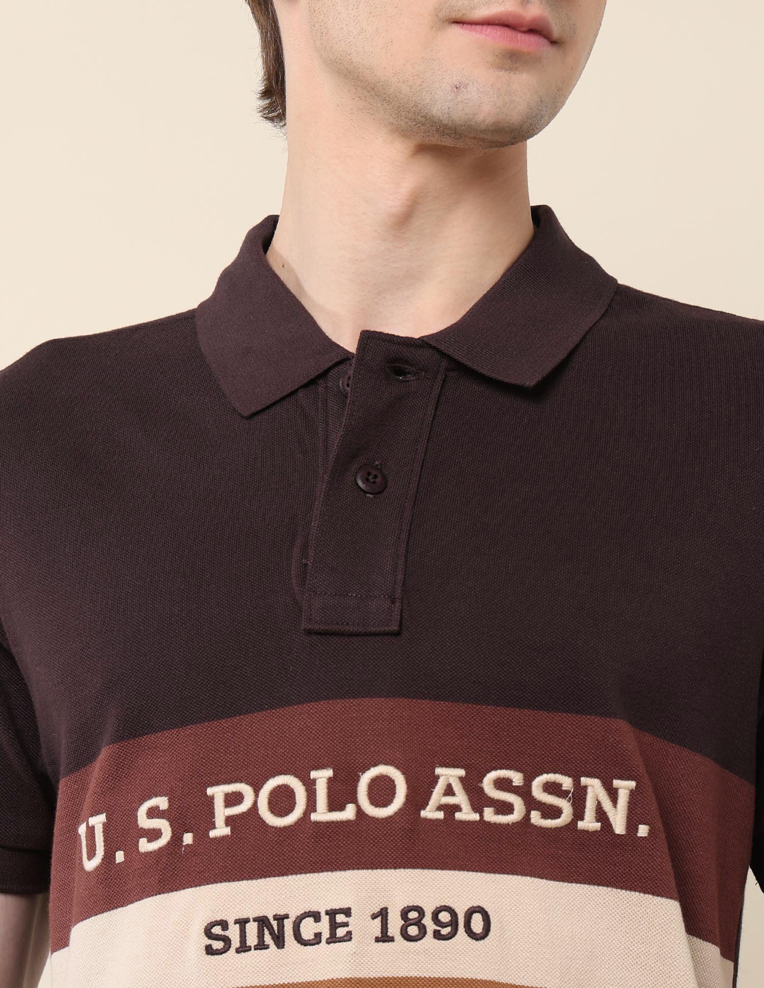 Brand Embroidered Classic Polo Shirt Dark Brown - U.S. Polo Assn. India | Large
