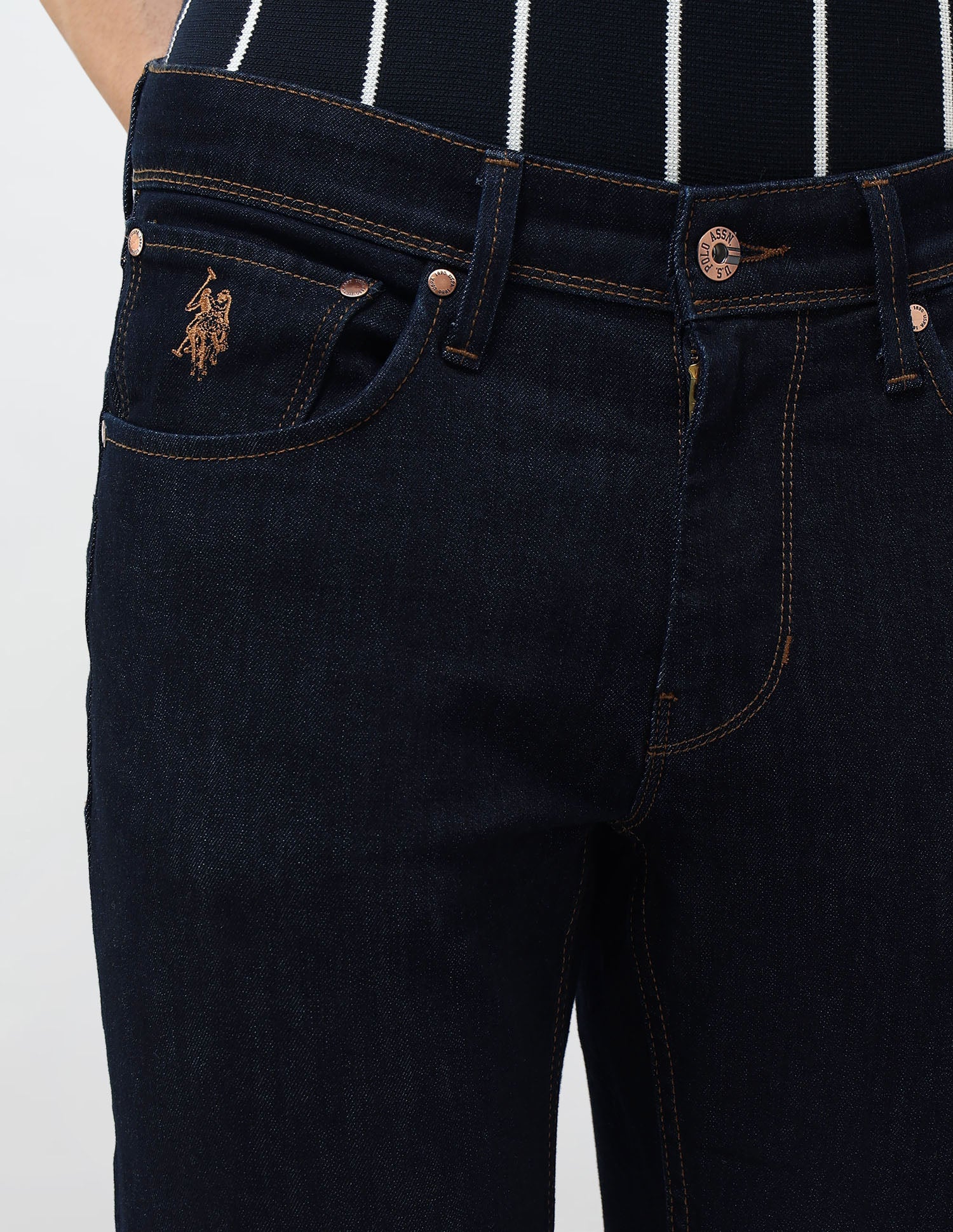 Brandon Slim Tapered Fit Mid Rise Jeans Blue - U.S. POLO ASSN. | Large