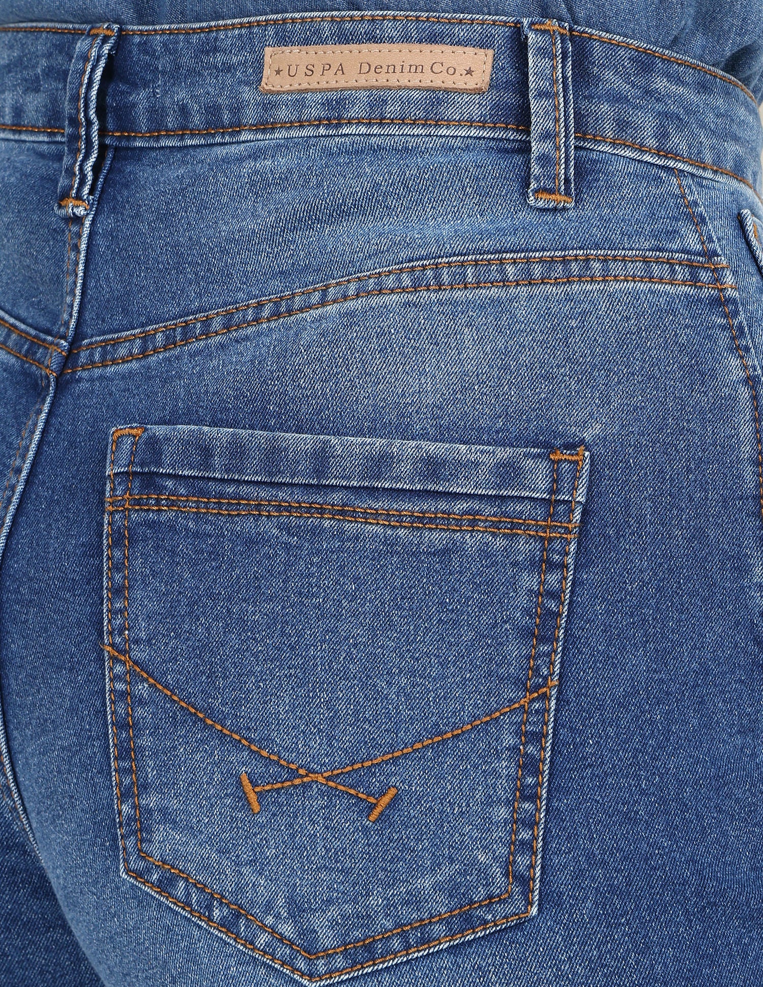 High Rise Wide Leg Whiskered Jeans Blue - U.S. POLO ASSN. | Large