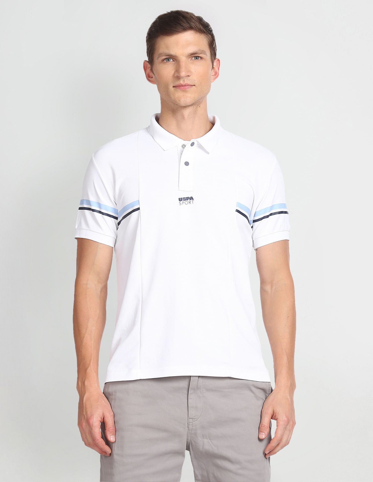 Slim Fit Horizontal Stripe Polo Shirt White - U.S. POLO ASSN. | Large