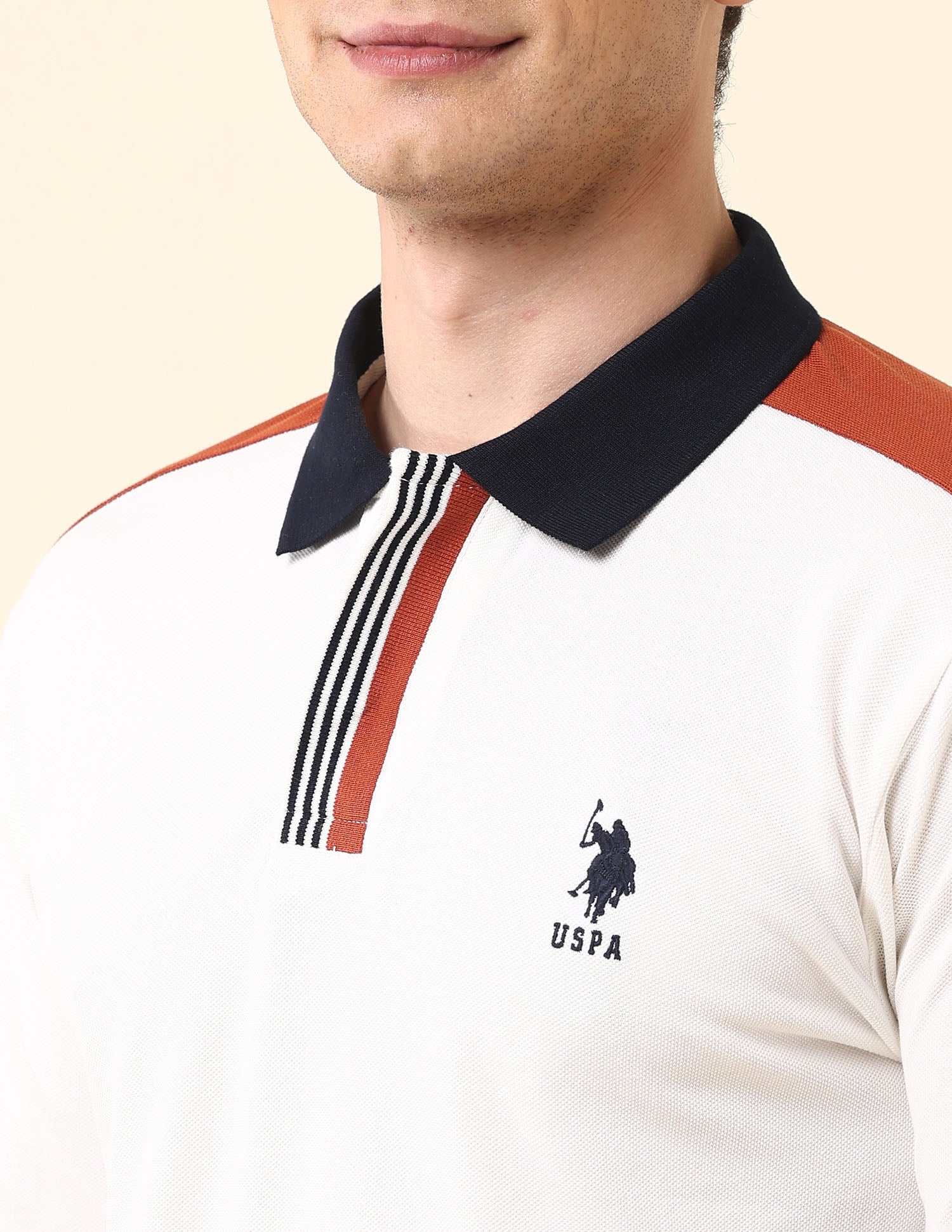 Colourblocked Slim Fit Classic Polo Shirt White - U.S. Polo Assn. India | Large