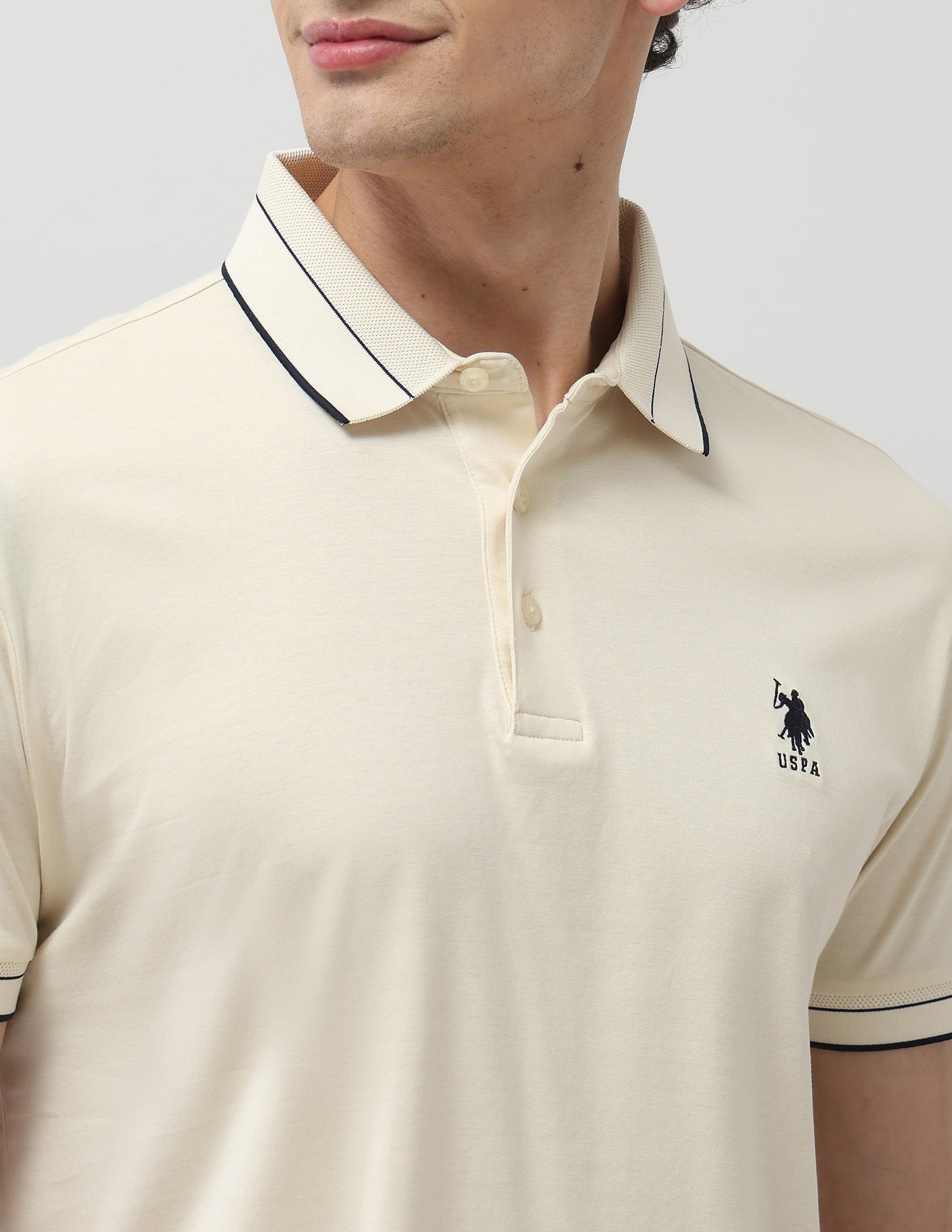 Solid Regular Fit Polo Shirt Beige - U.S. POLO ASSN. | Large