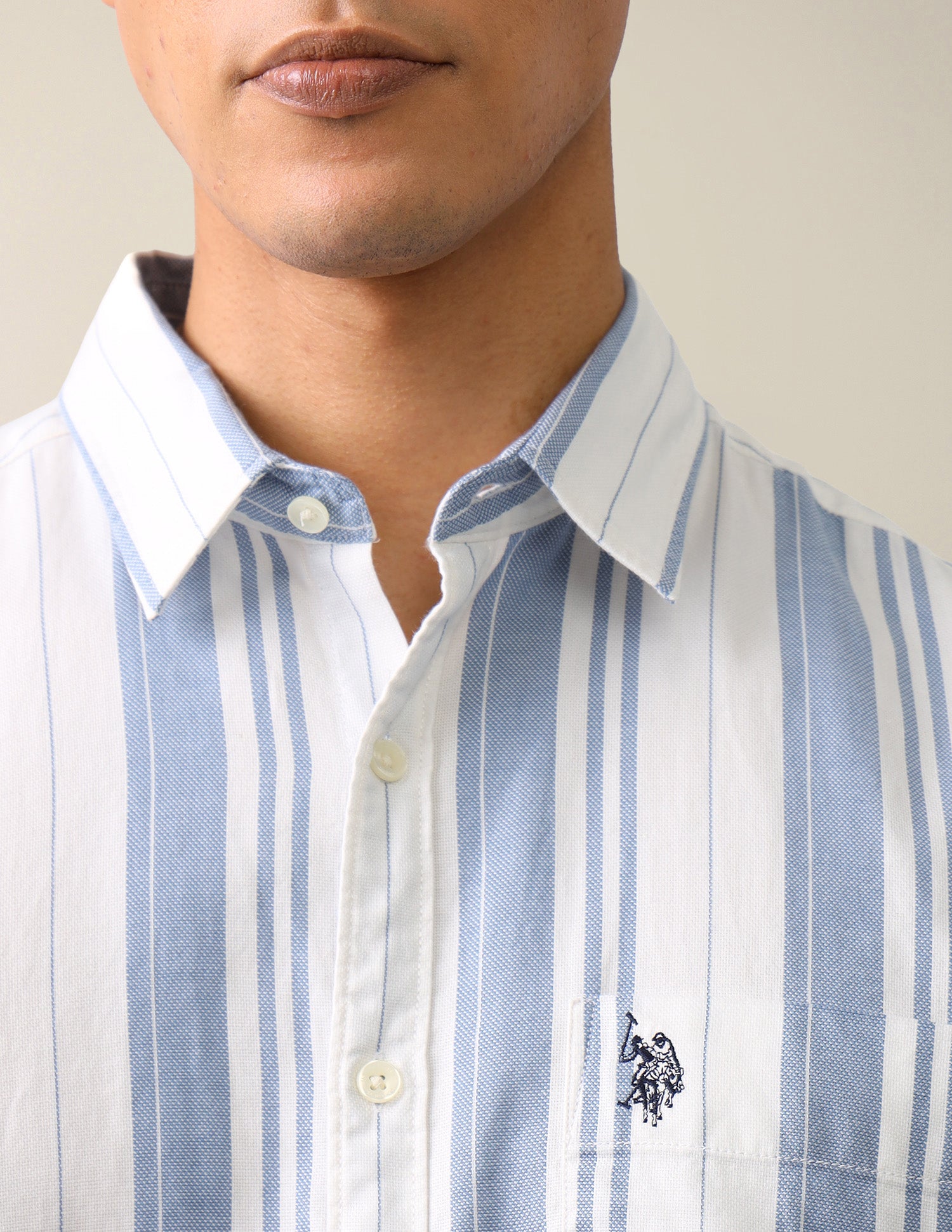 Vertical Striped Regular Fit Shirt Blue - U.S. Polo Assn. India | Large