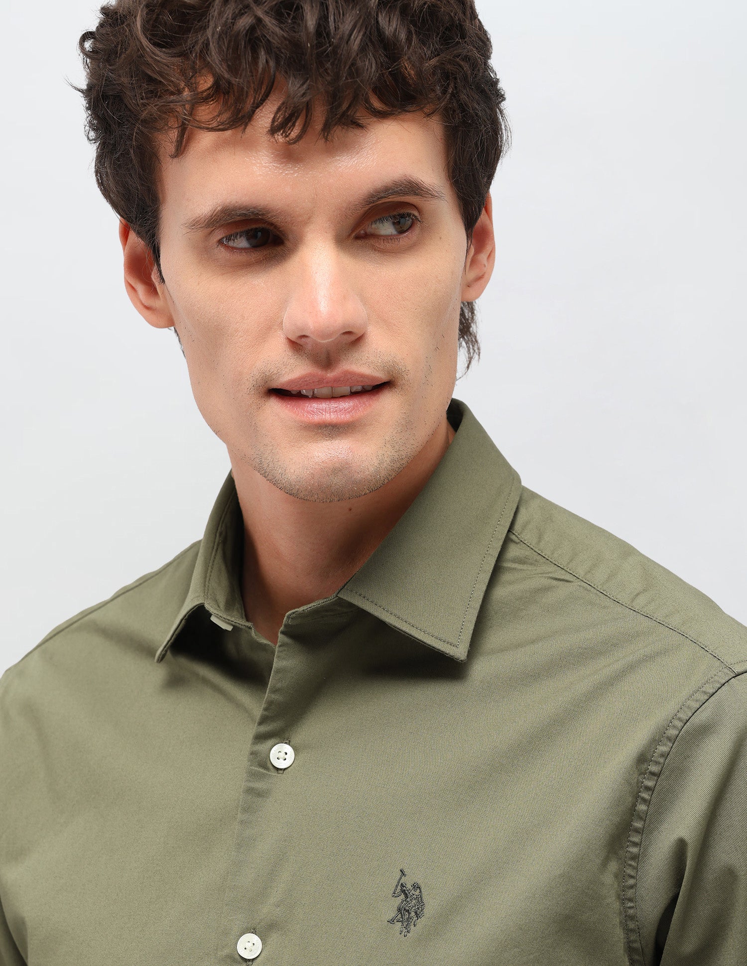 Twill Solid Shirt Olive - U.S. Polo Assn. India | Large