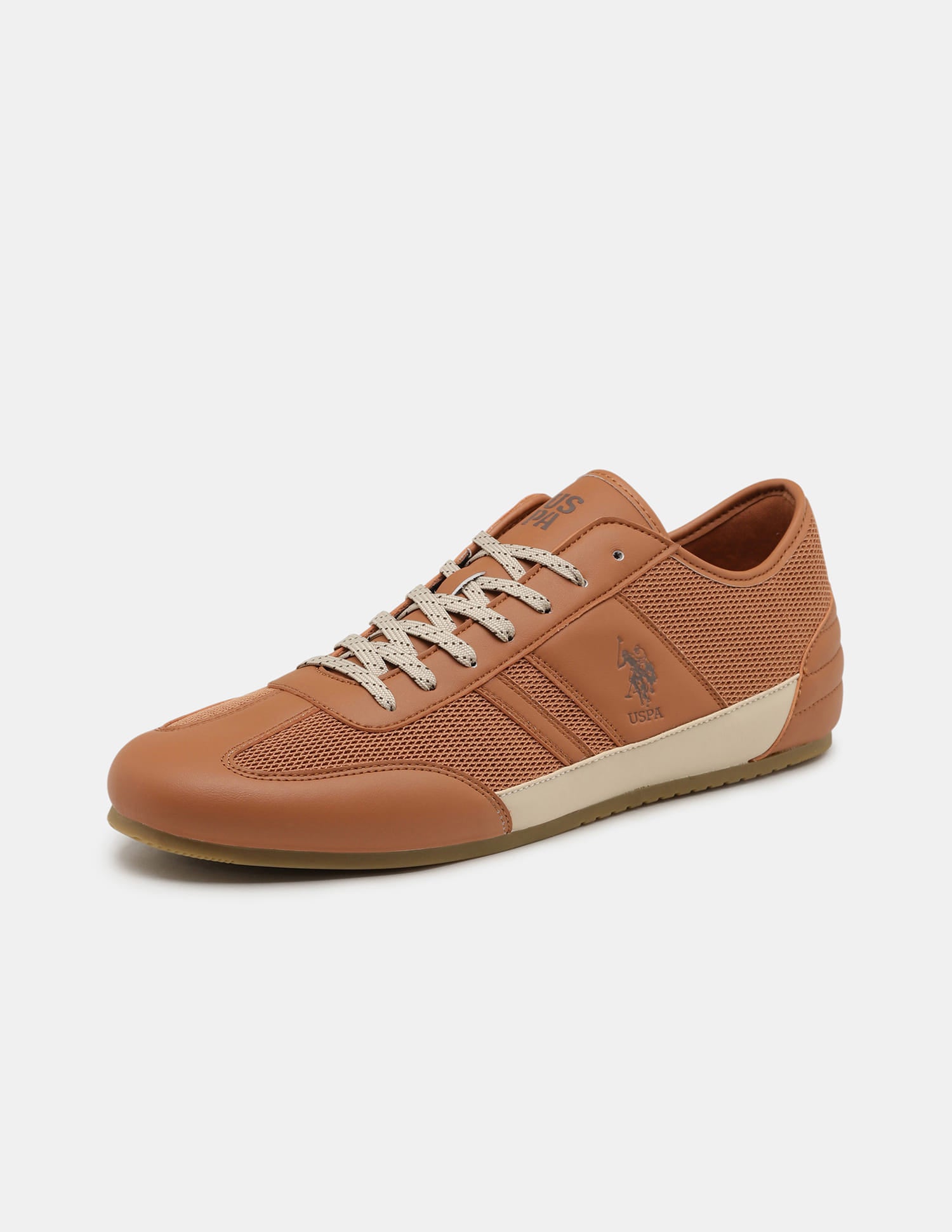 Round Toe Lace Ups Streak Sneakers Tan - U.S. Polo Assn. India | Large