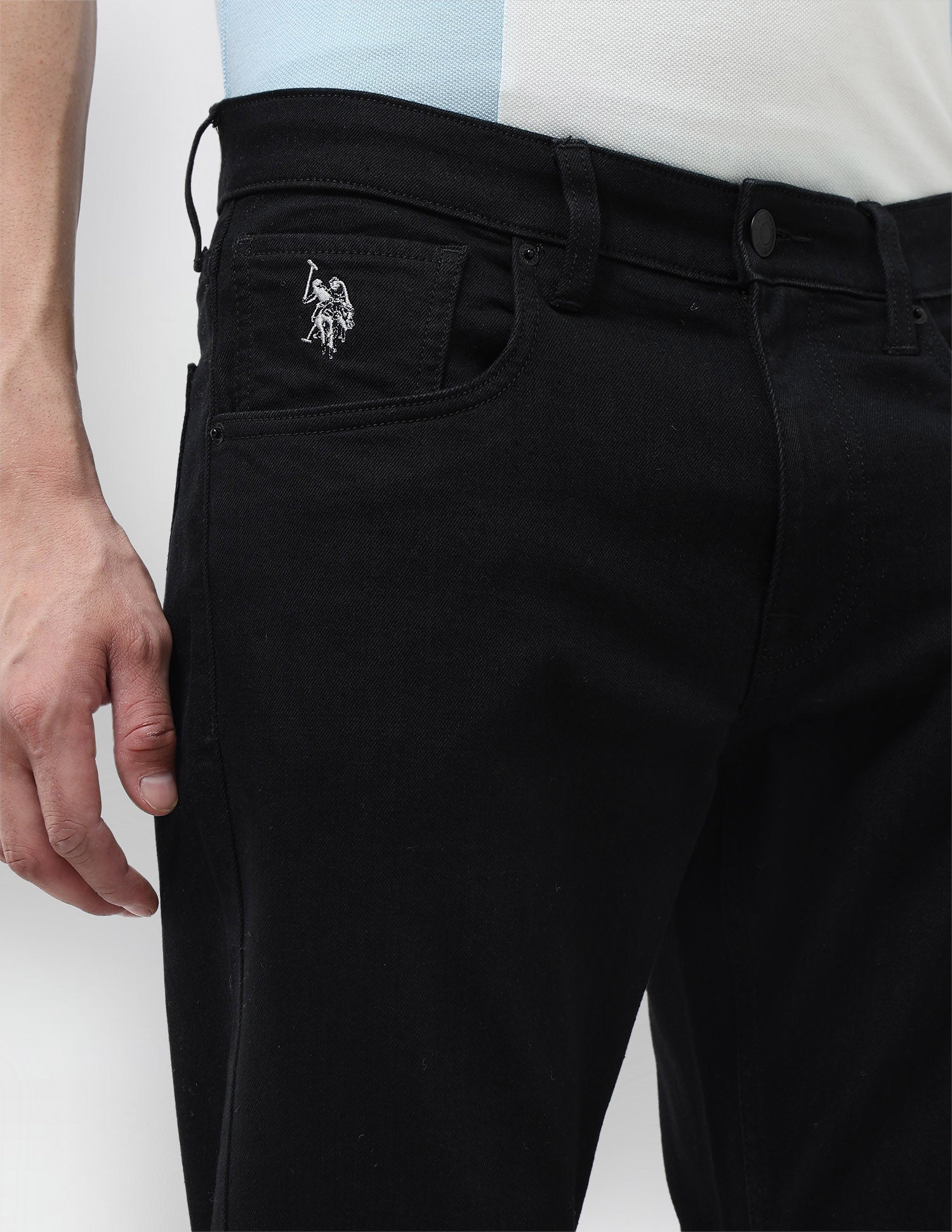 Brandon Slim Tapered Fit Mid Rise Jeans Black - U.S. POLO ASSN. | Large