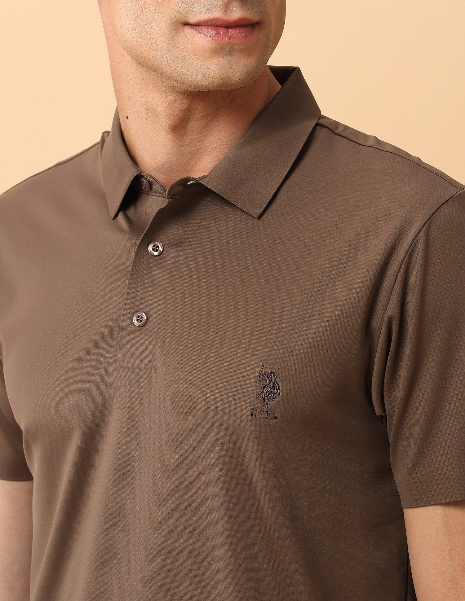 Pacho X Slim Fit Solid Polo Shirt Brown - U.S. POLO ASSN. | Large