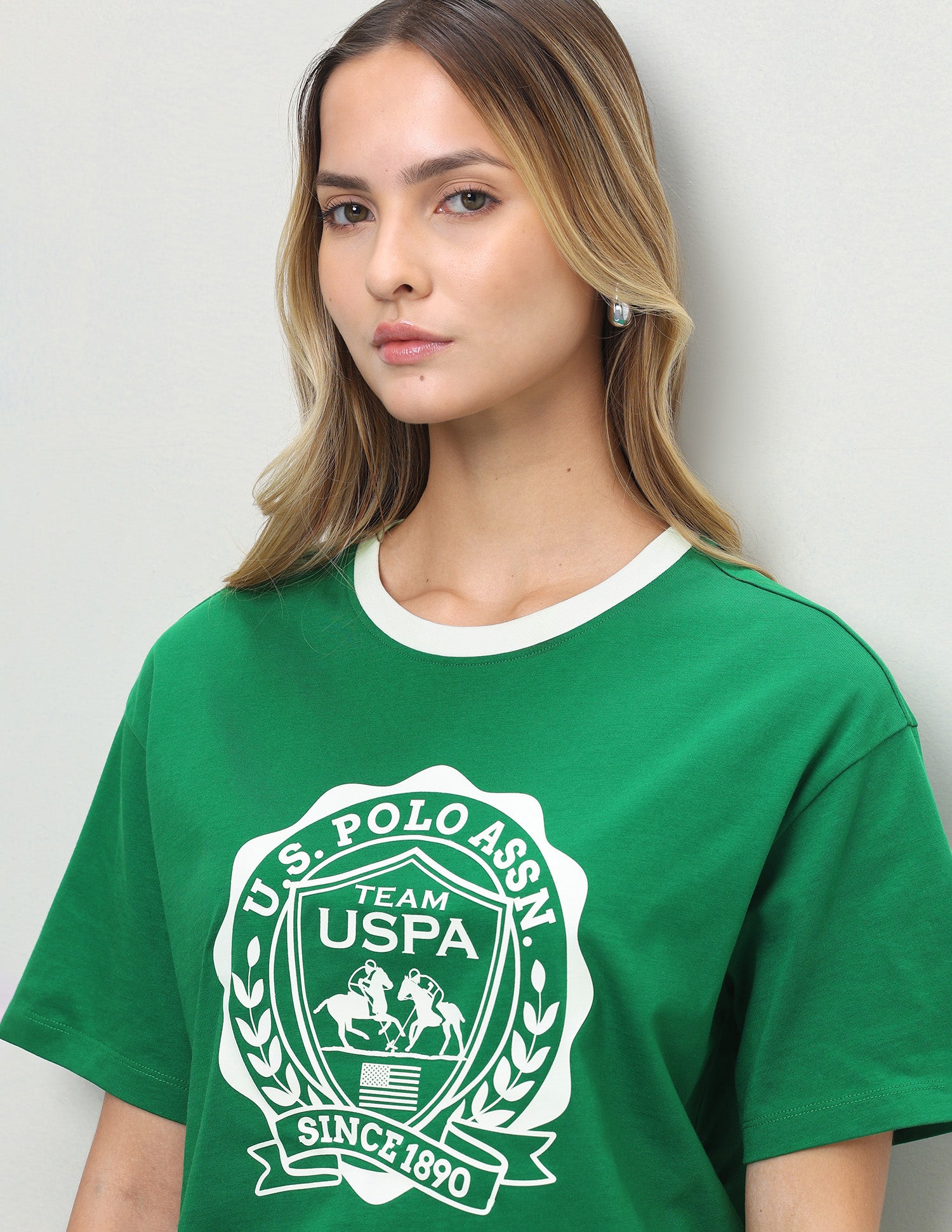 Graphic Brand Printed Oversized Fit T-Shirt Green - U.S. Polo Assn. India | Large