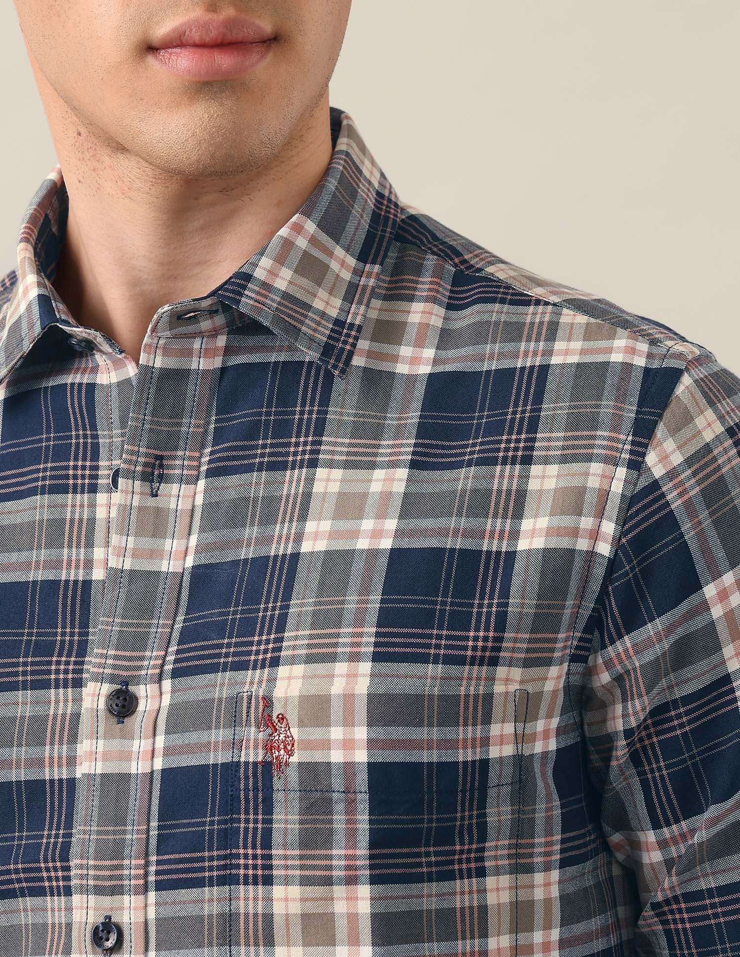 Tartan Checked Oxford Shirt Navy - U.S. Polo Assn. India | Large
