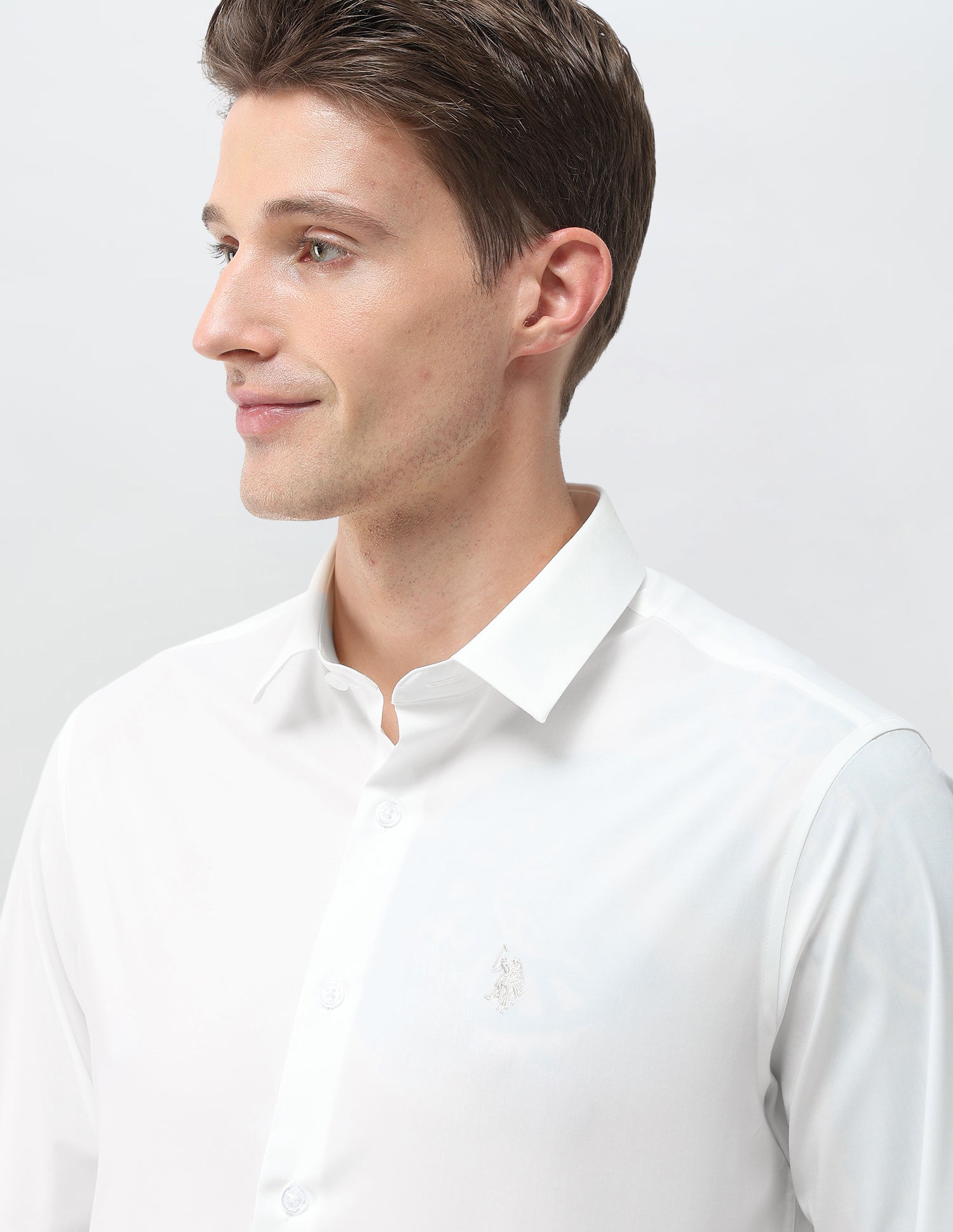 Aeris Solid Regular Fit Shirt White - U.S. Polo Assn. India | Large