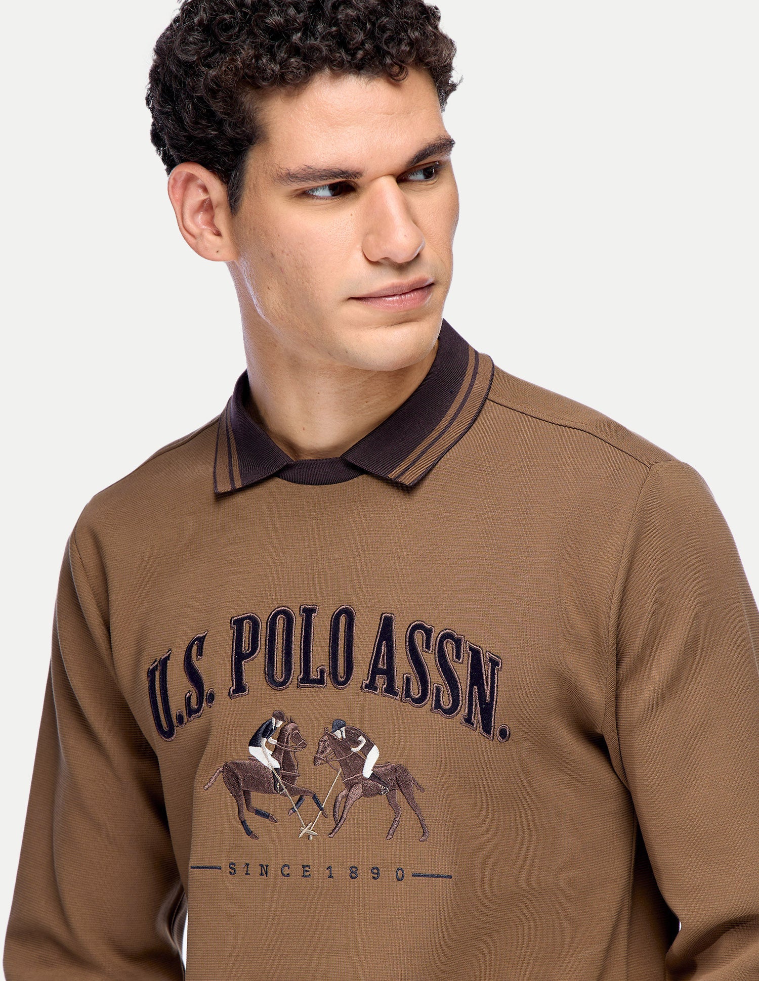 Brand Embroidered Slim Fit Sweatshirt Brown - U.S. Polo Assn. India | Large