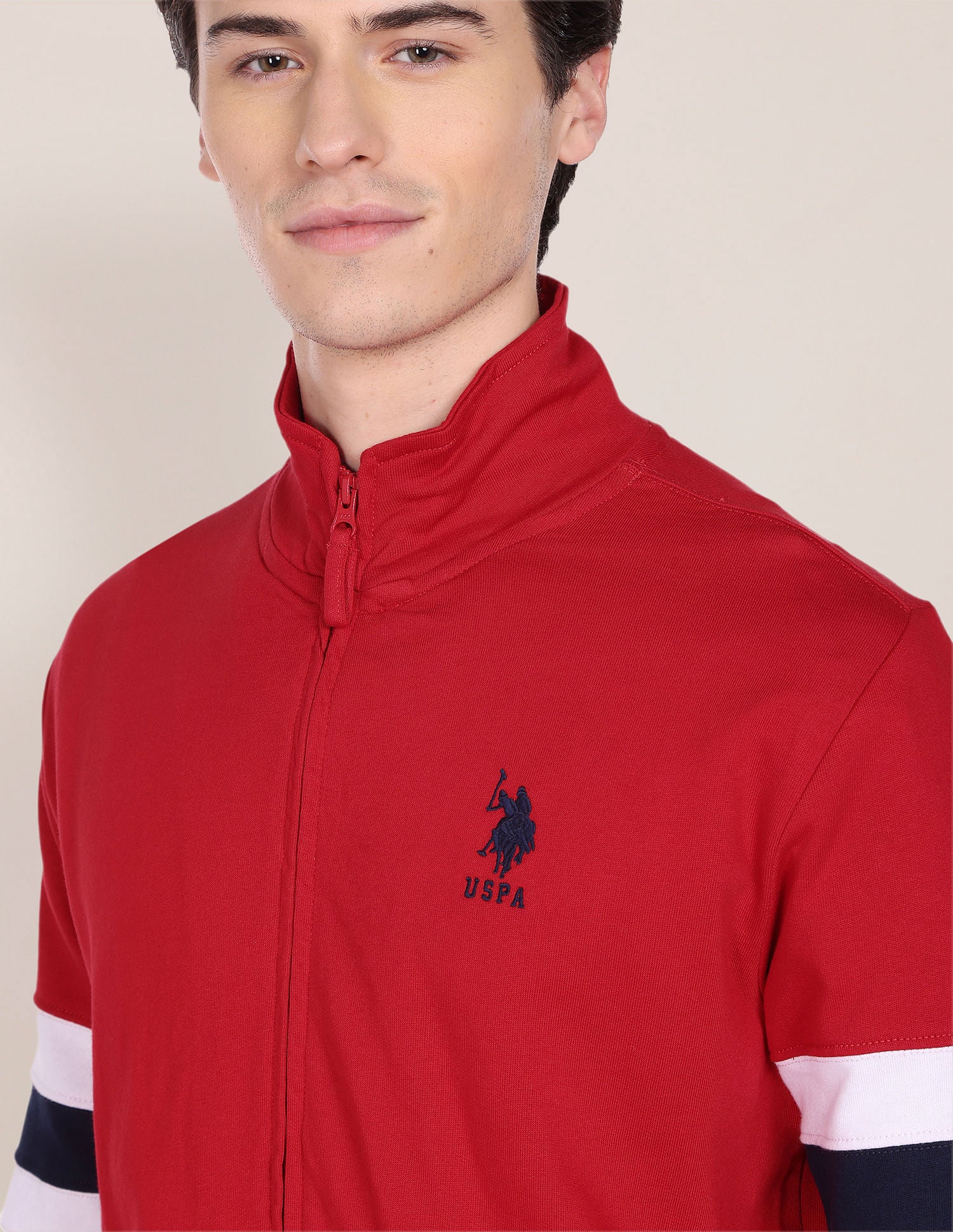 High Neck Zip Up Sweatshirt Red - U.S. POLO ASSN. | Large