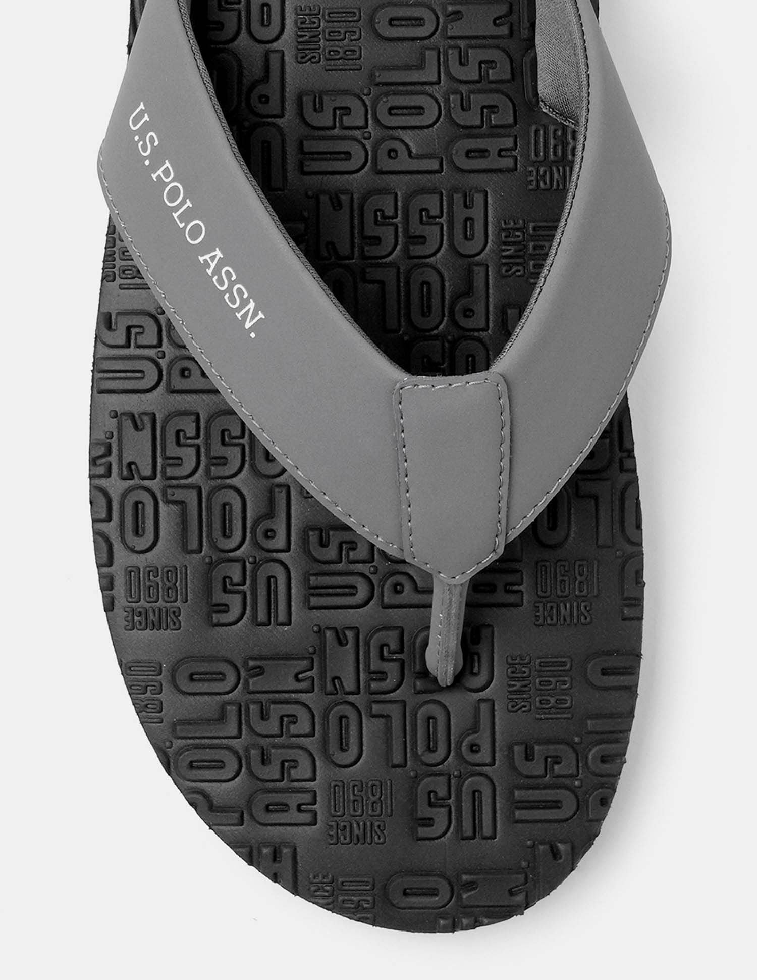 Men Rodri Brand Printed Flip Flops Dark Grey - U.S. POLO ASSN. | Large