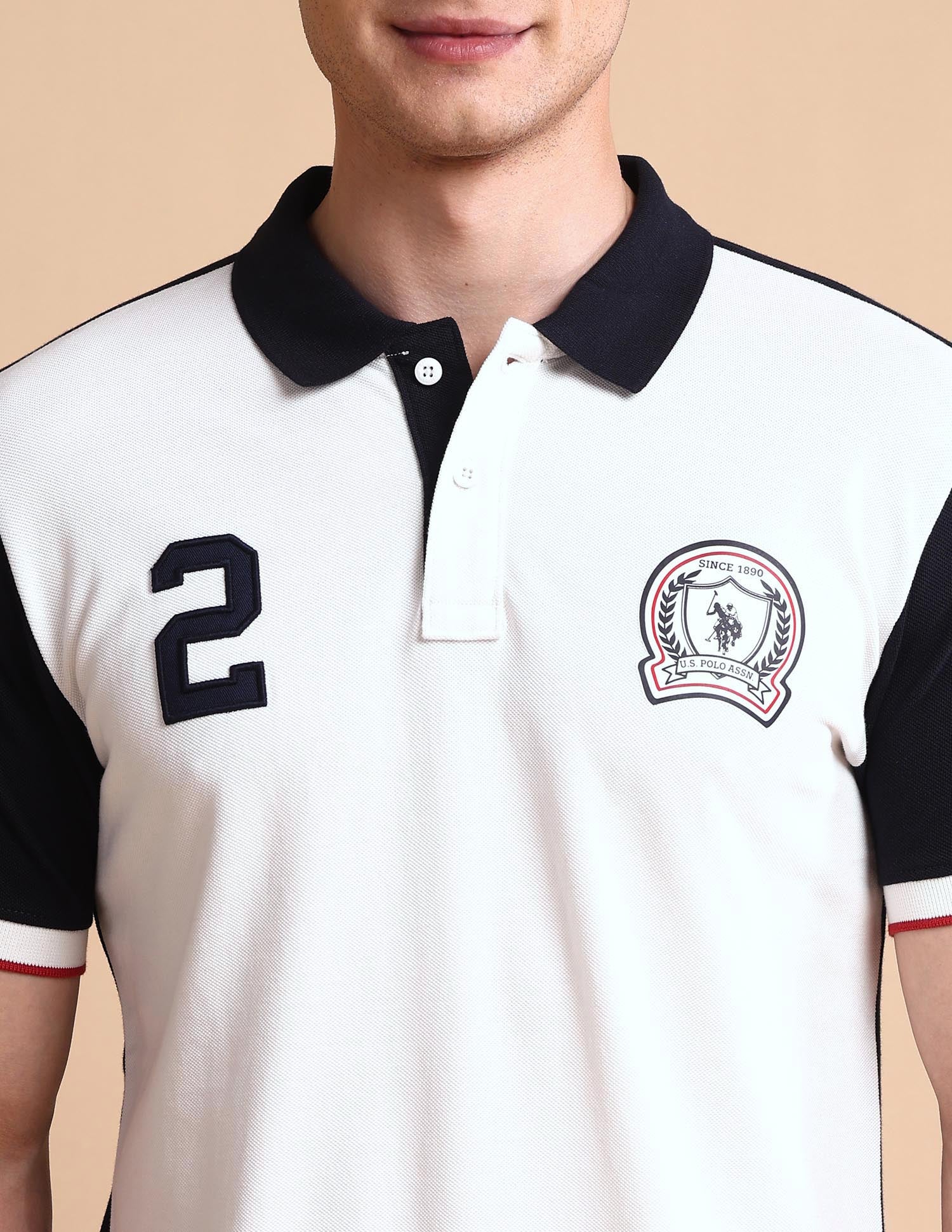 Slim Fit Iconic Number Polo Shirt Off White - U.S. POLO ASSN. | Large