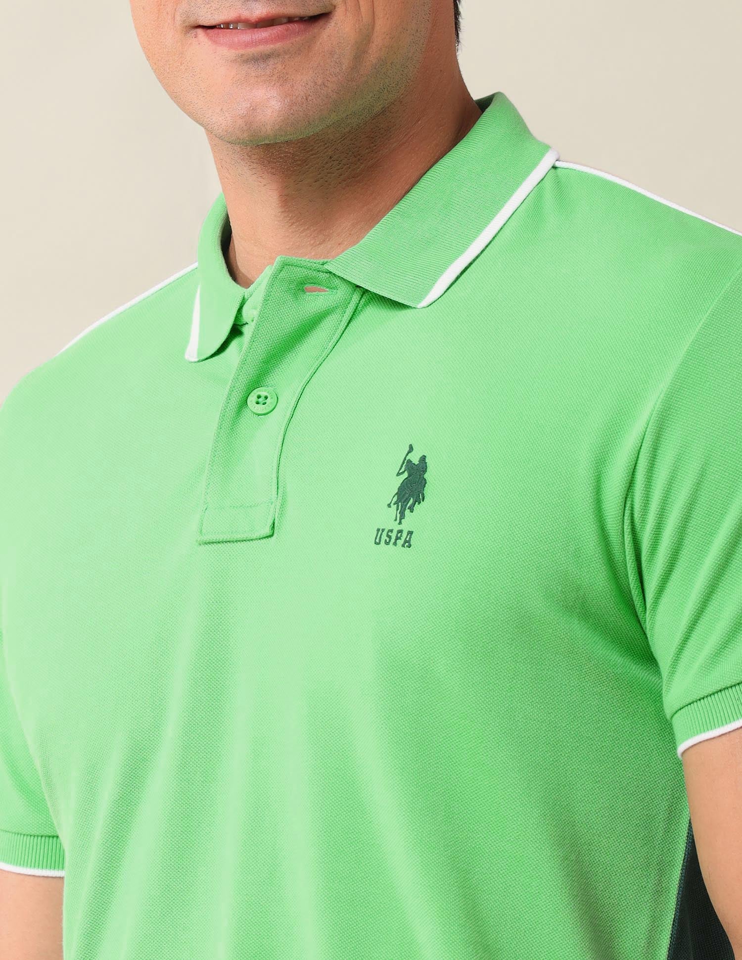 Colourblocked Slim Fit Polo Shirt Light Green - U.S. POLO ASSN. | Large