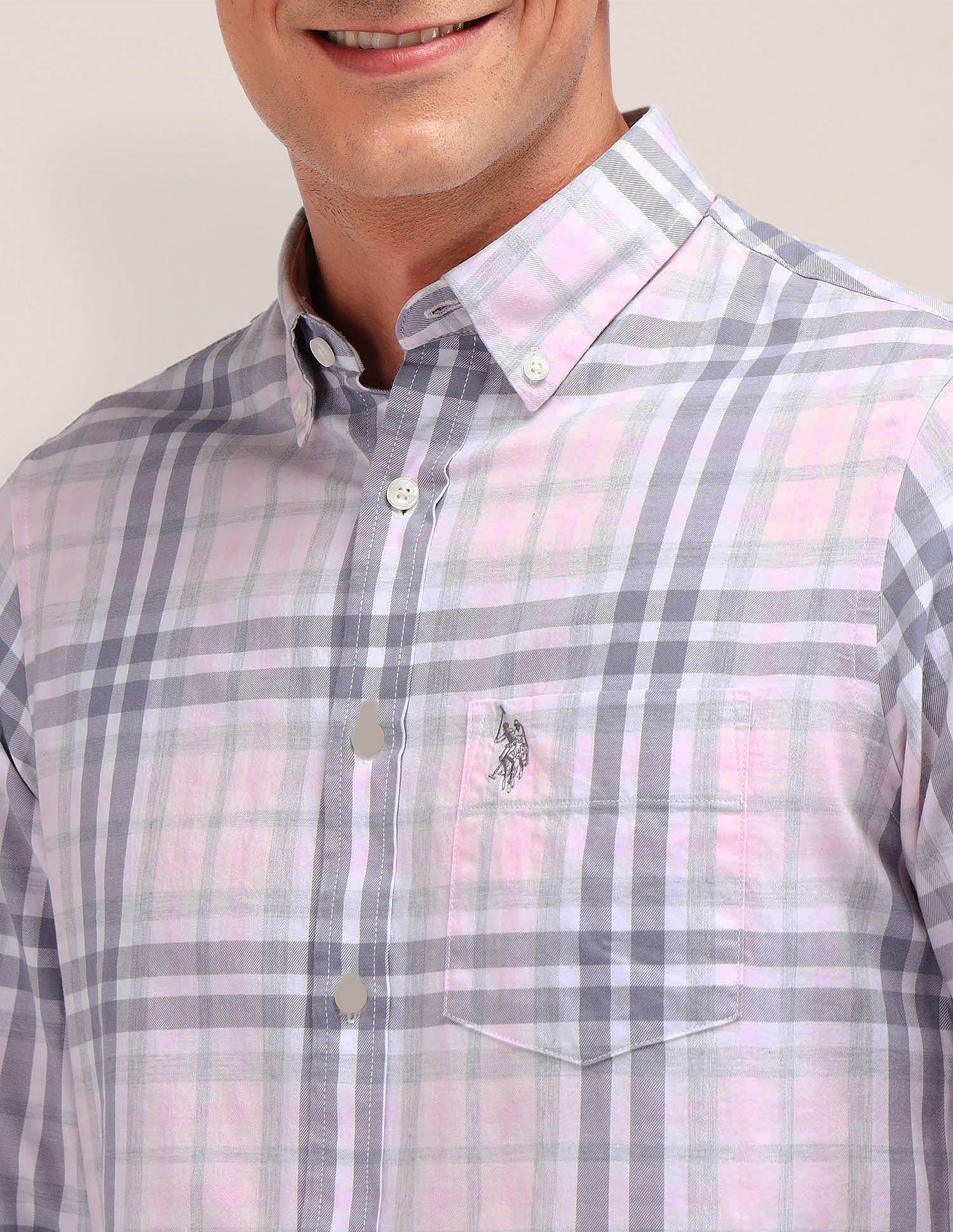 Tailored Fit Button Down Shirt Pink - U.S. Polo Assn. India | Large