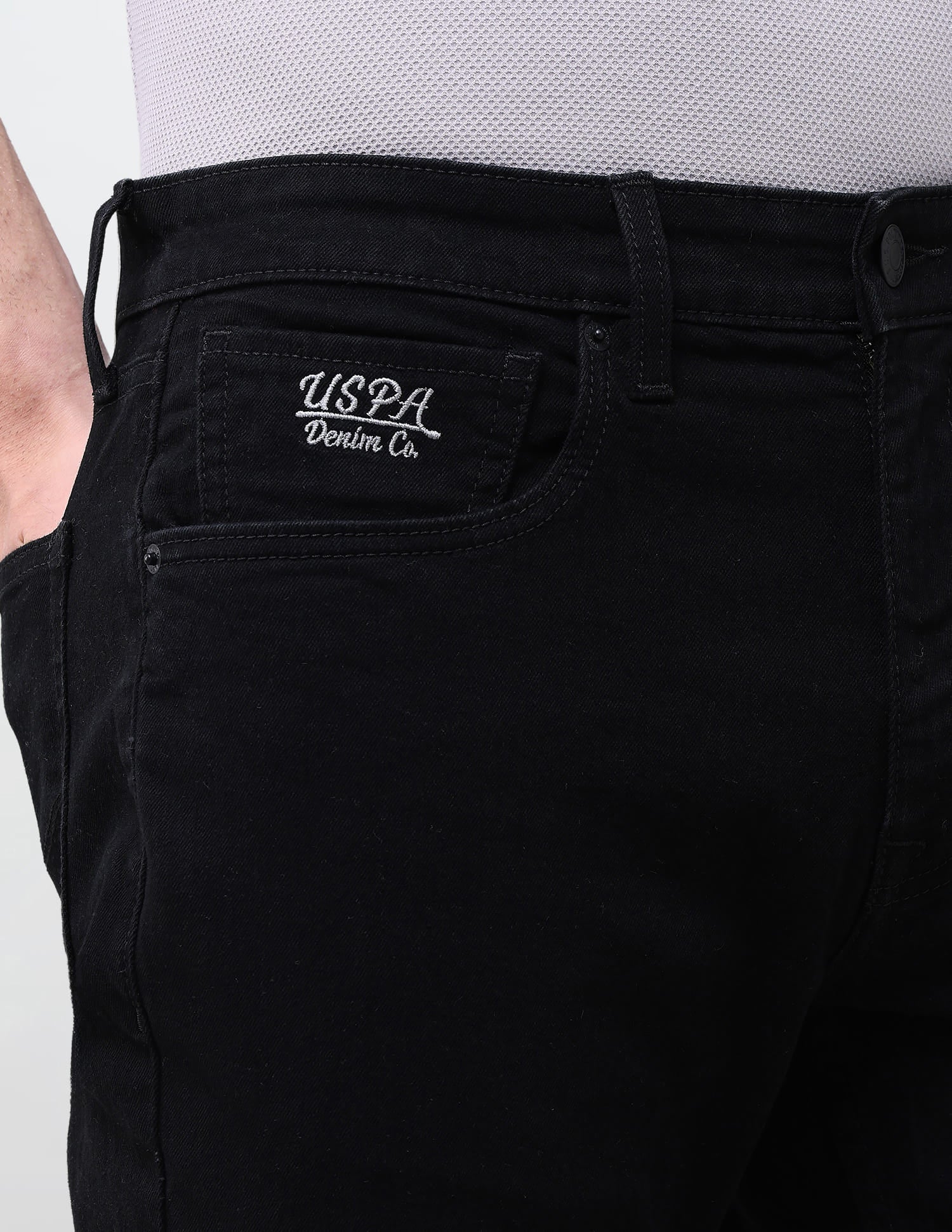 Solid Bootcut Fit Jeans Black - U.S. Polo Assn. India | Large