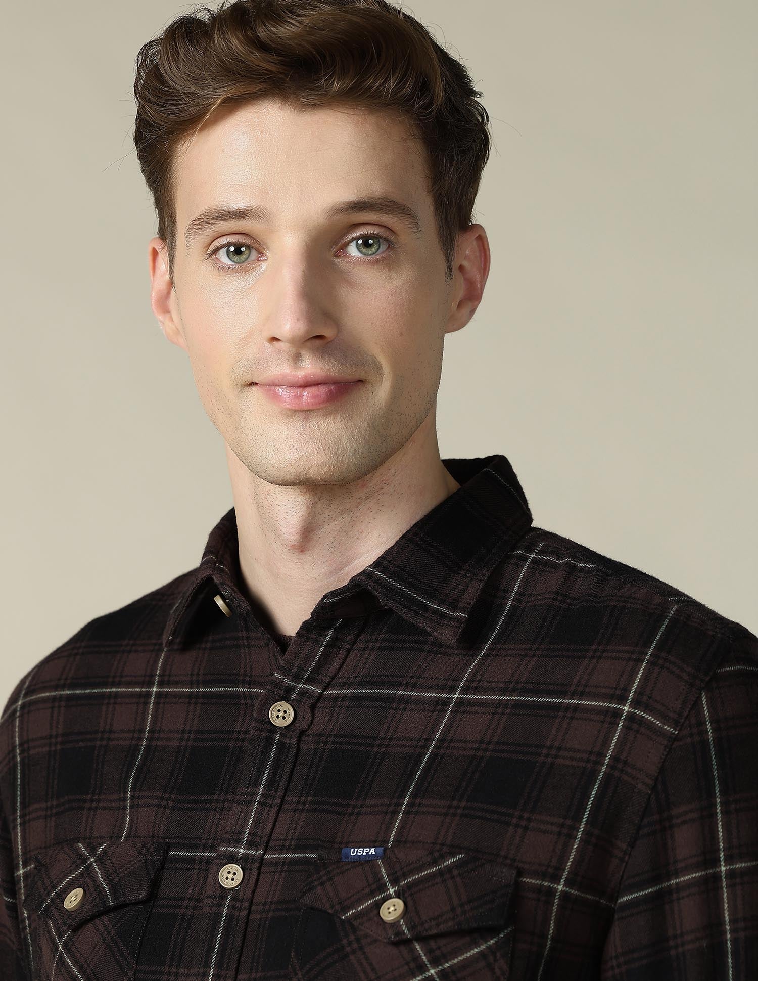 Tartan Checked Regular Fit Shacket Brown - U.S. Polo Assn. India | Large