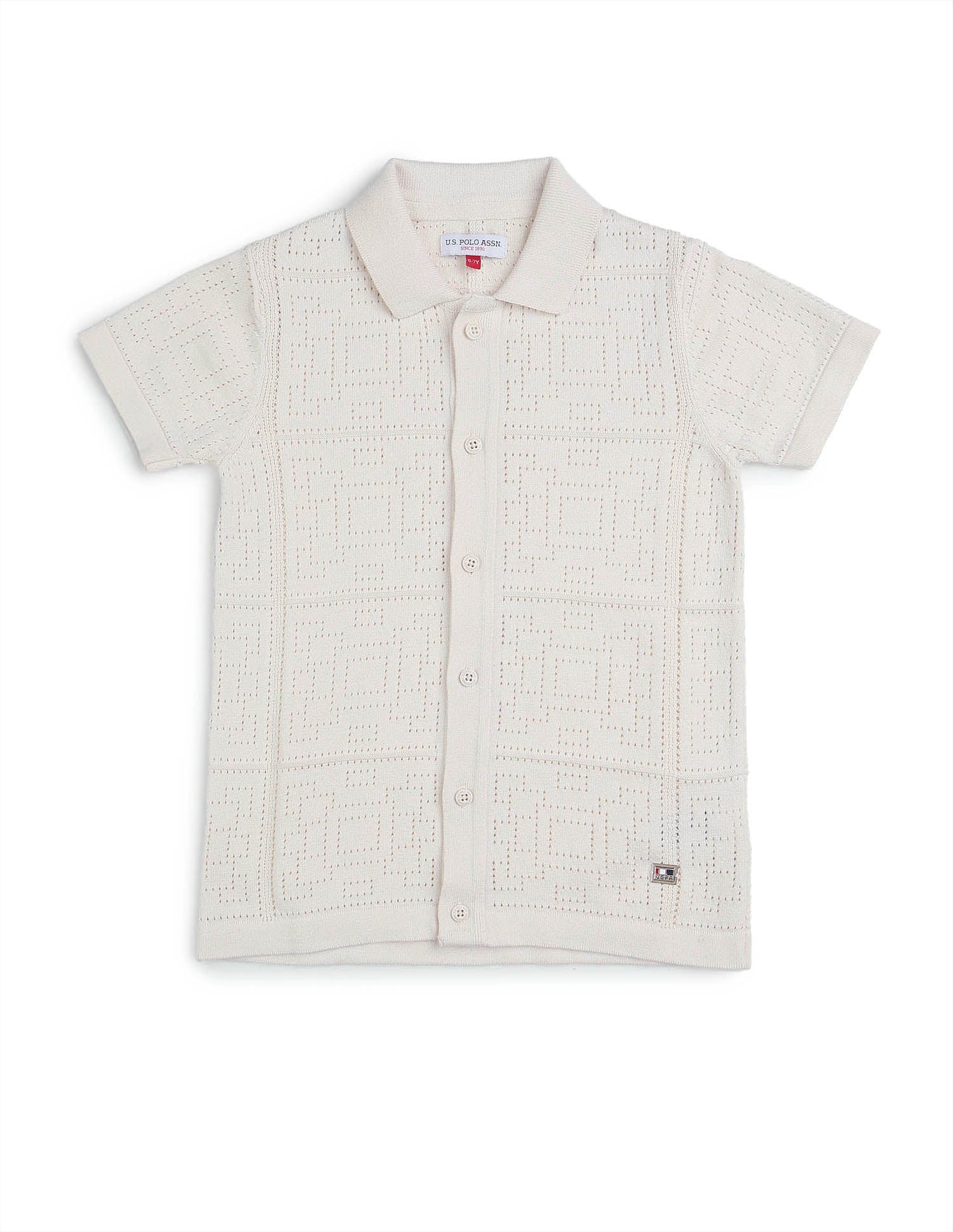 Boys Textured Regular Fit Polo Shirt Off-White - U.S. POLO ASSN. | Large