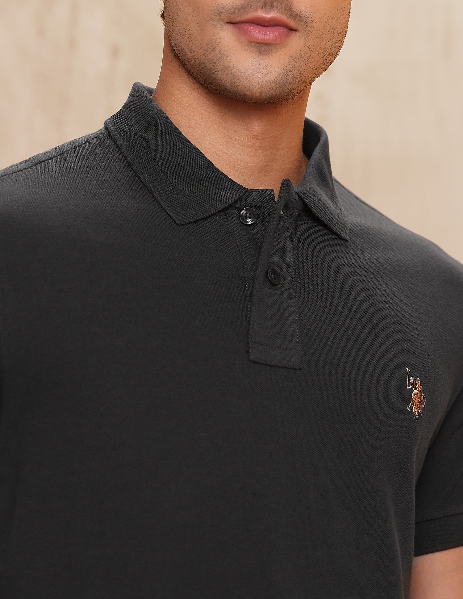 Pure Cotton Brand Printed Polo Shirt Dark Grey - U.S. POLO ASSN. | Large