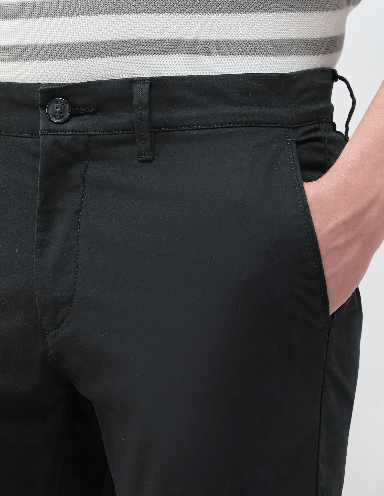 Austin Slim Fit Satin Trousers Black - U.S. Polo Assn. India | Large