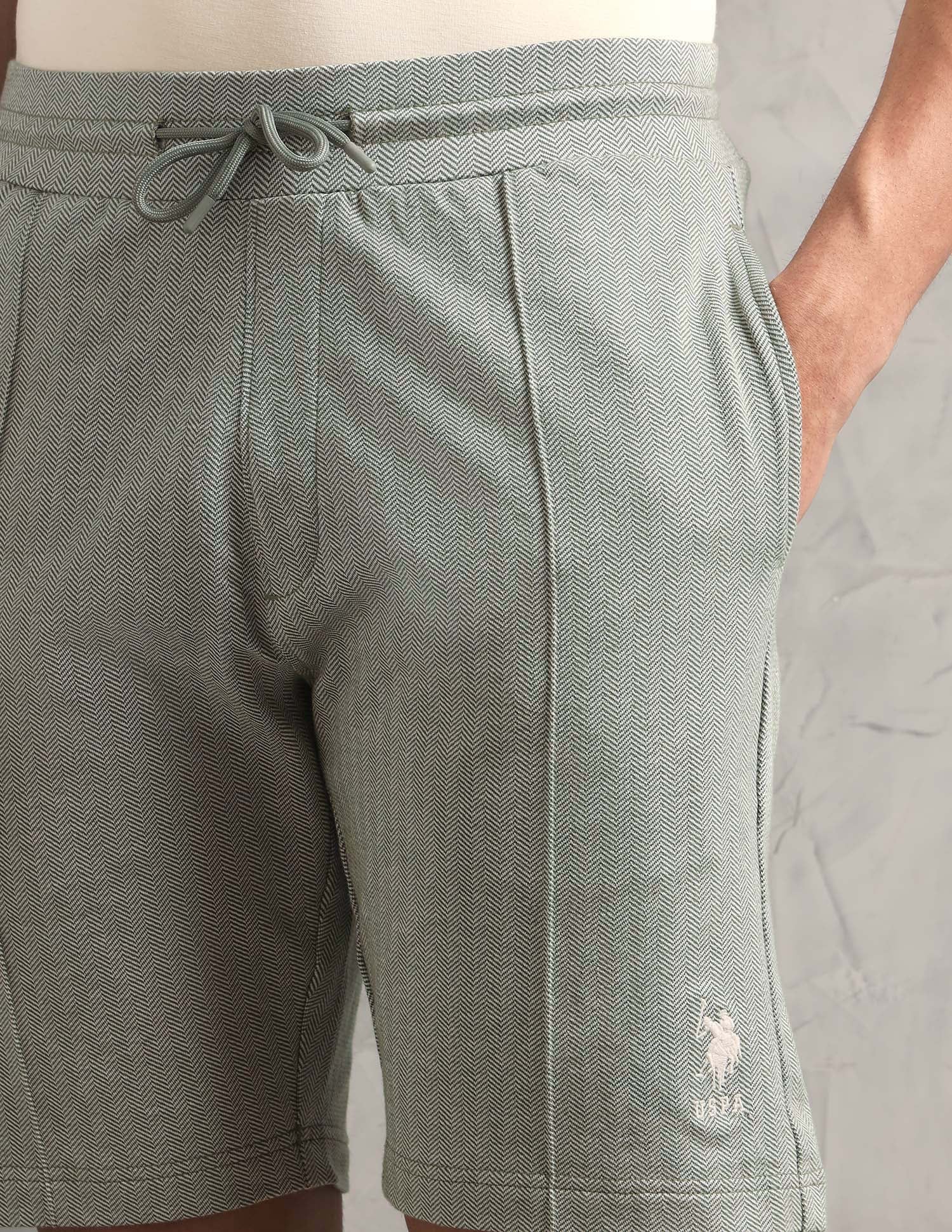 Chevron Slim Fit PS004-PL Lounge Shorts - Pack of 1 Deep Lichen Green - U.S. Polo Assn. India | Large