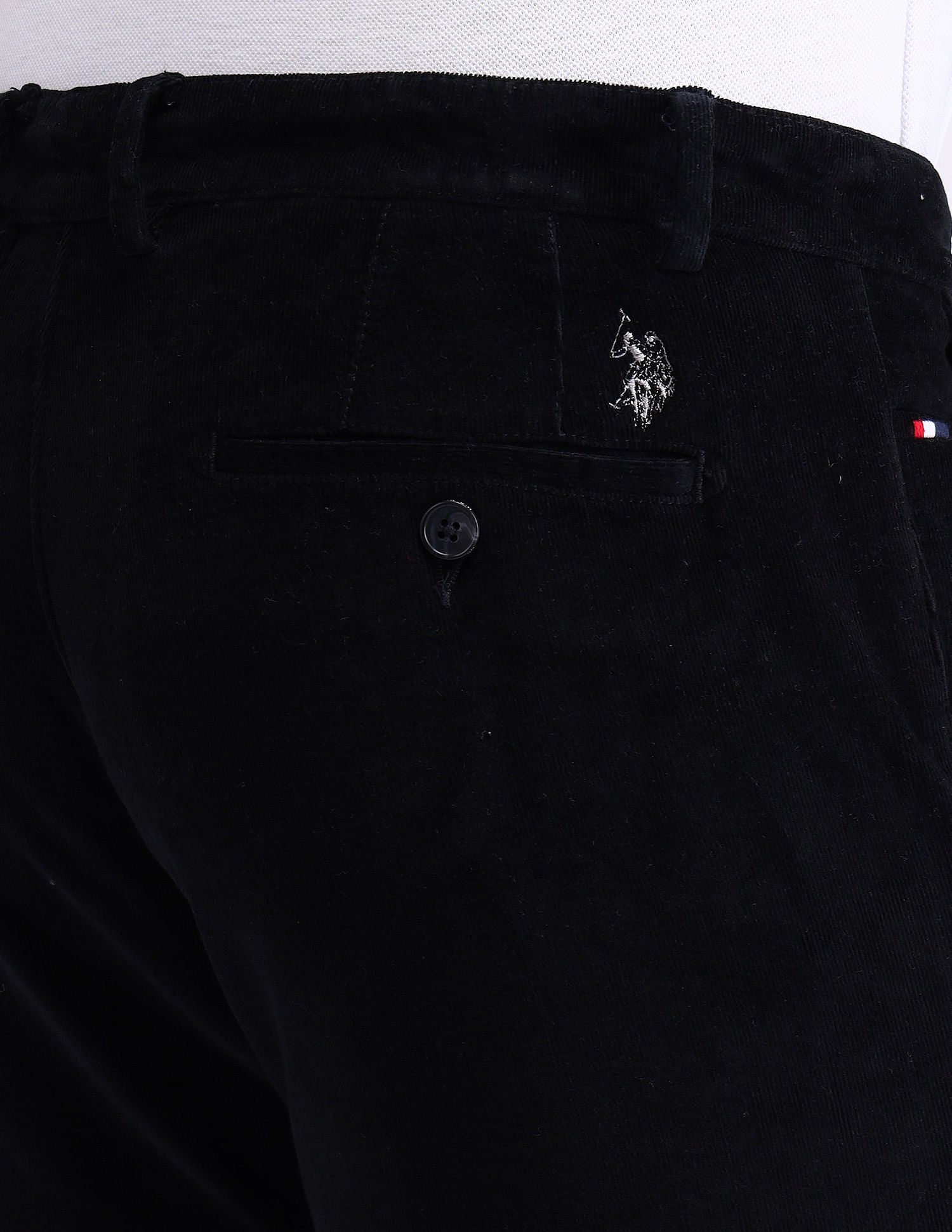 Denver Slim Fit Solid Trousers Black - U.S. Polo Assn. India | Large